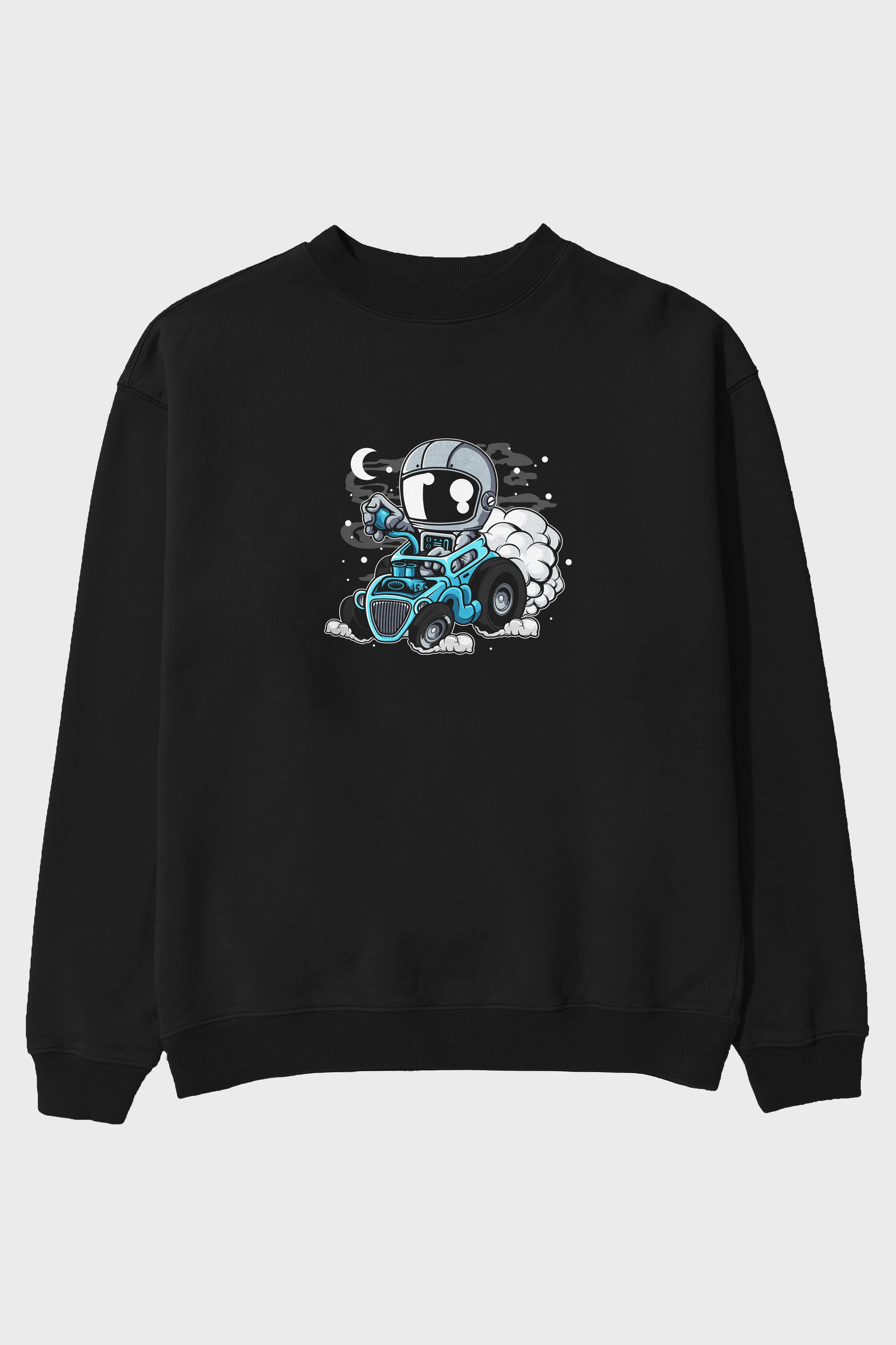 Astronaut Hotrod Ön Baskılı Oversize Sweatshirt Erkek Kadın Unisex