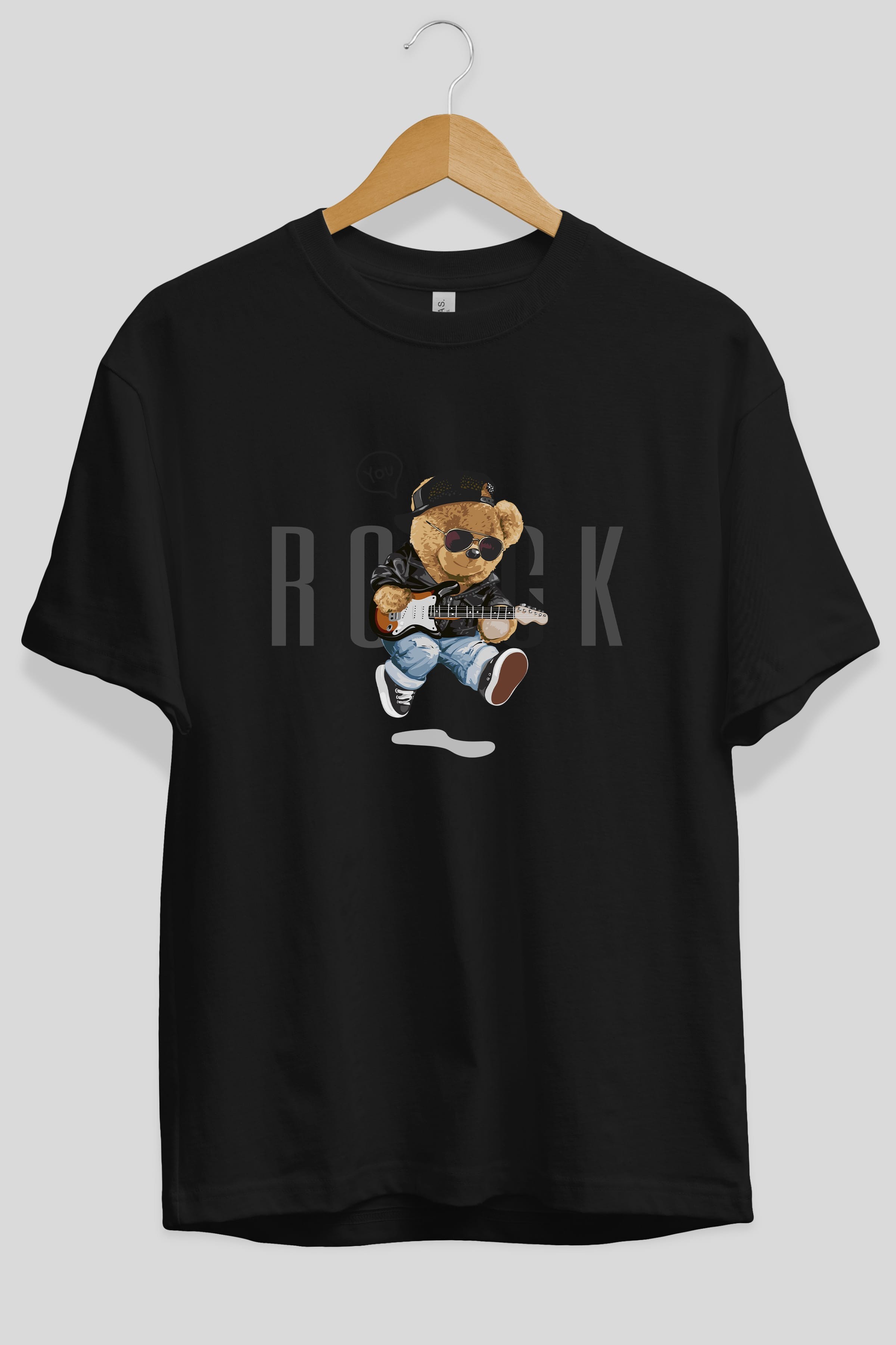 Teddy Bear Rock Ön Baskılı Oversize t-shirt Erkek Kadın Unisex %100 Pamuk