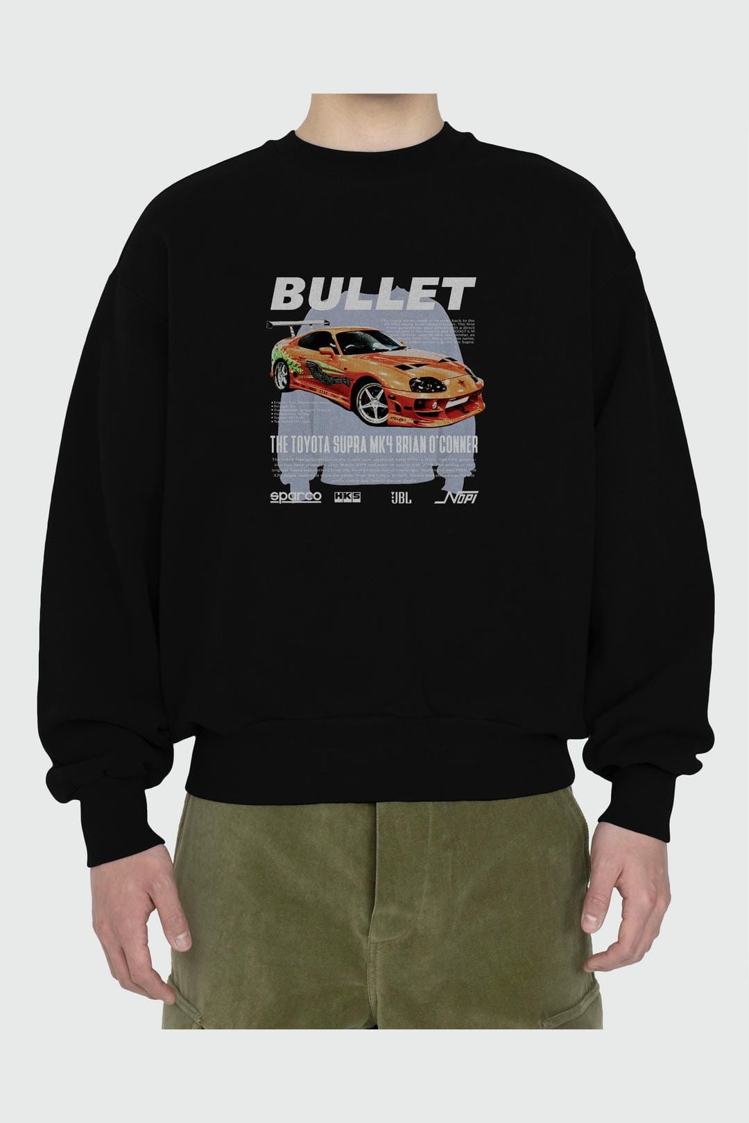 TOYOTA SUPRA MK4 Bullet Ön Baskılı Anime Oversize Sweatshirt Erkek Kadın Unisex