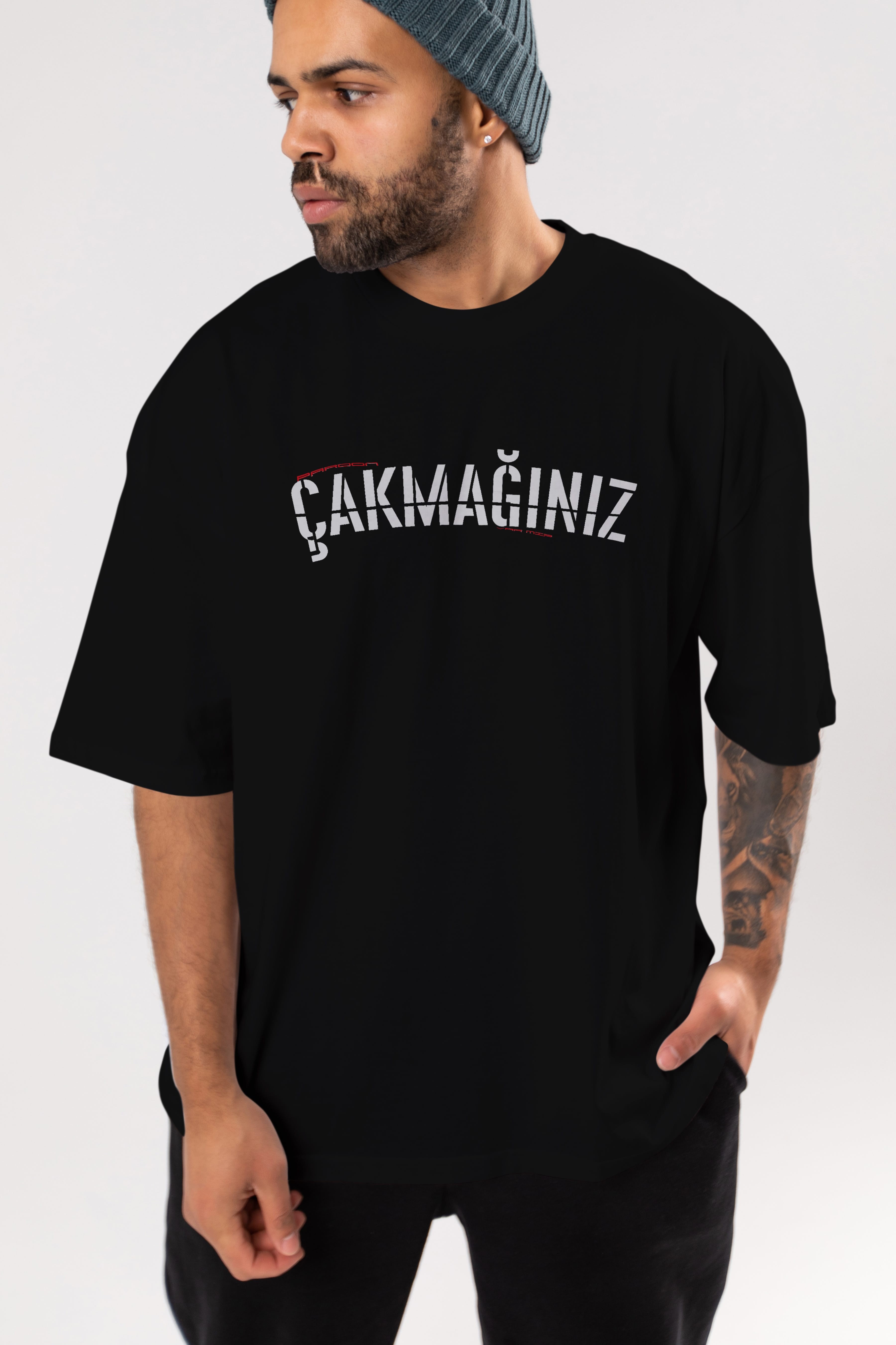 Pardon Çakmağınız Var Mı Ön Baskılı Oversize t-shirt %100 pamuk Erkek Kadın Unisex