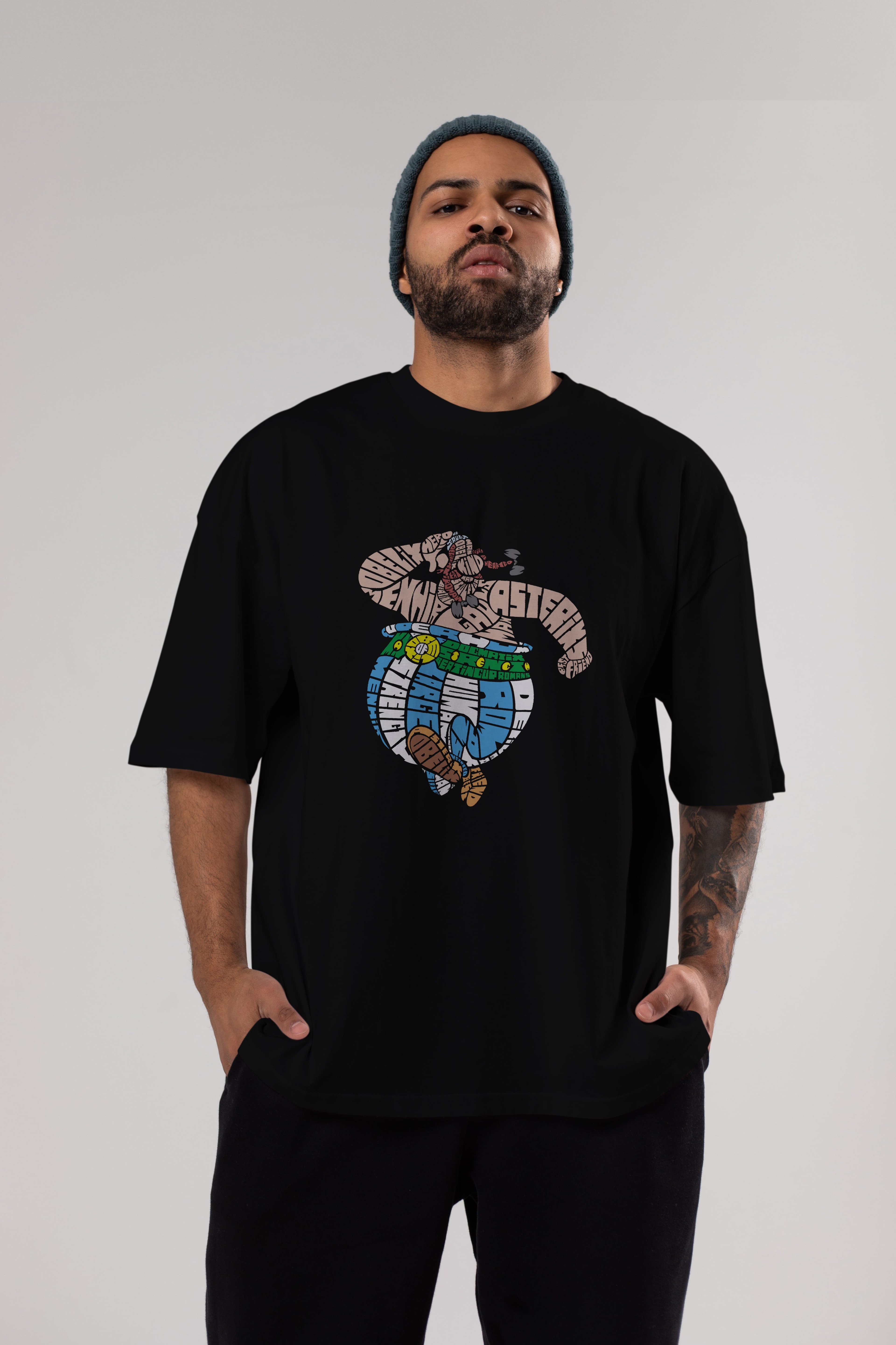 Obelix Ön Baskılı Oversize t-shirt %100 pamuk Erkek Kadın Unisex