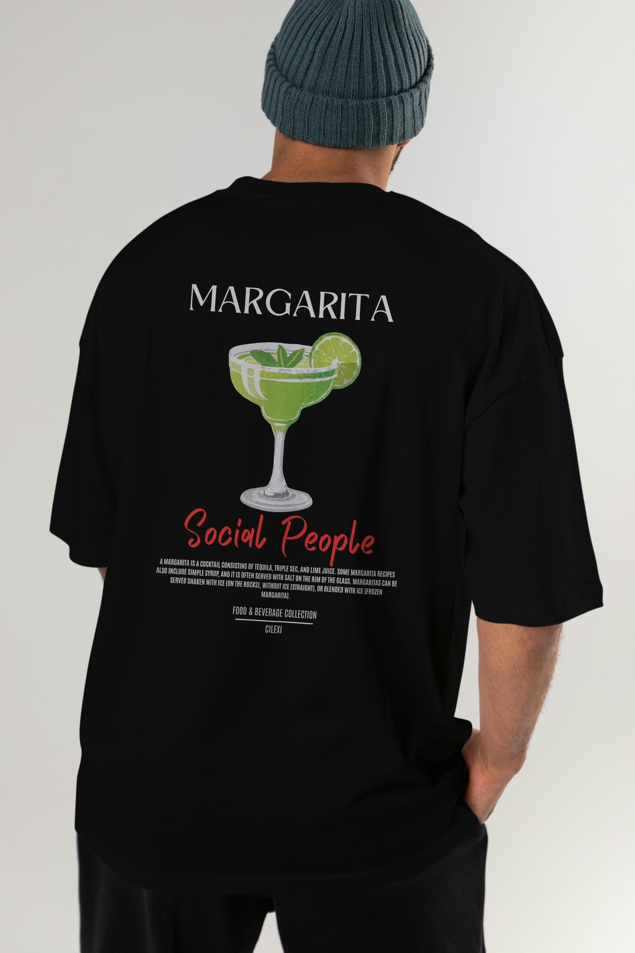 Margarita Kokteyl Serisi Baskılı Oversize t-shirt Erkek Kadın Unisex %100 Pamuk Bisiklet Yaka tişort