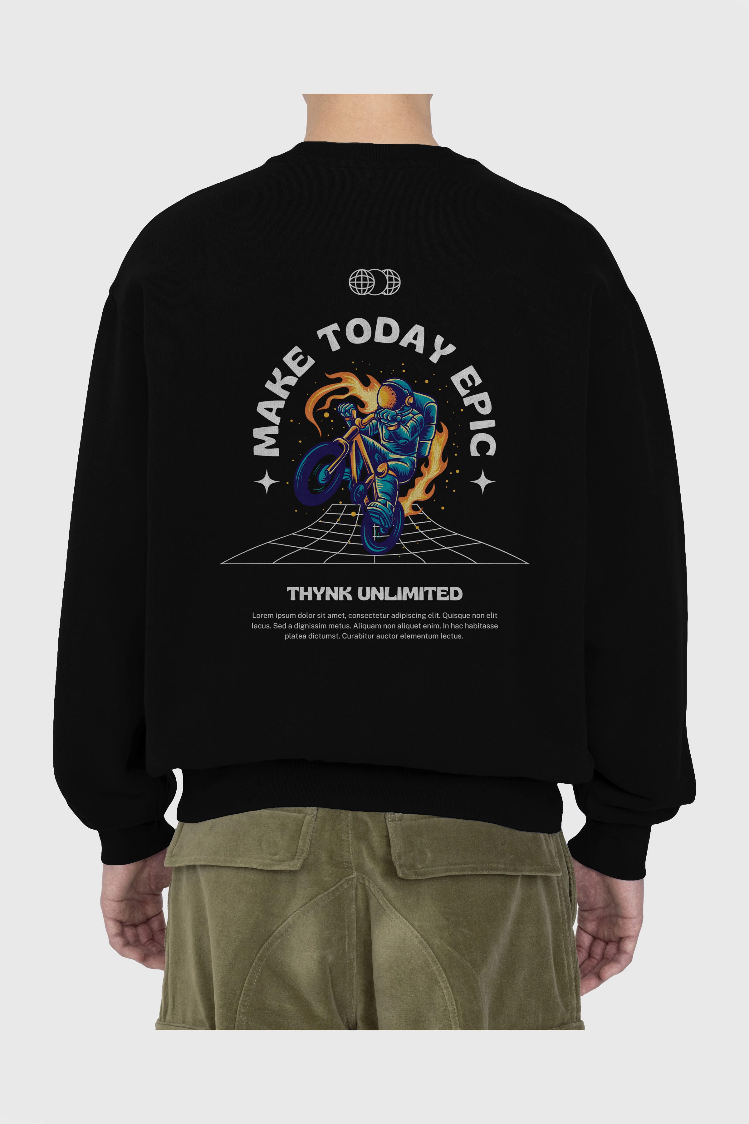 Make Today Epic Arka Baskılı Oversize Sweatshirt Erkek Kadın Unisex