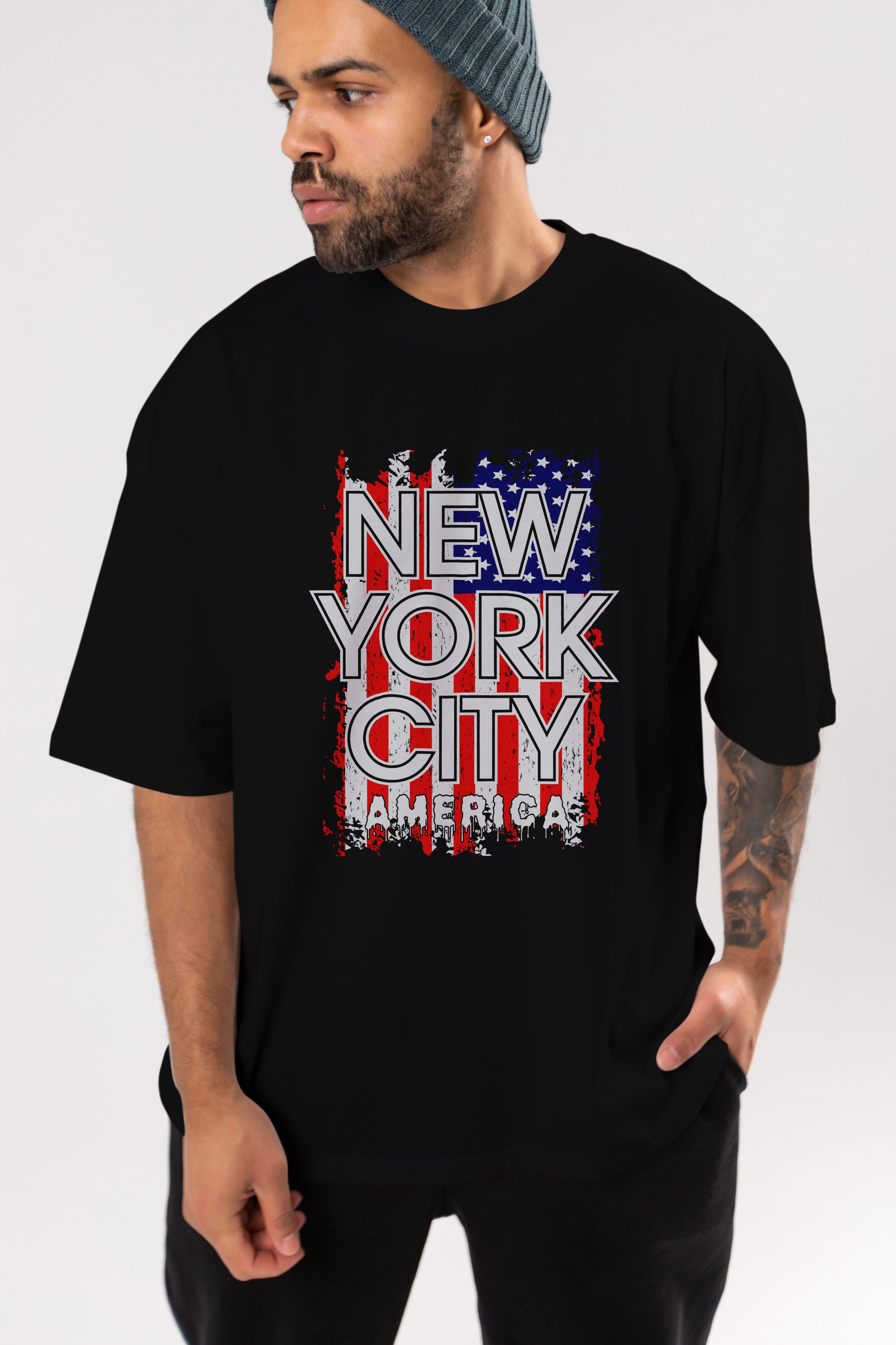New York City 2 Ön Baskılı Oversize t-shirt Erkek Kadın Unisex