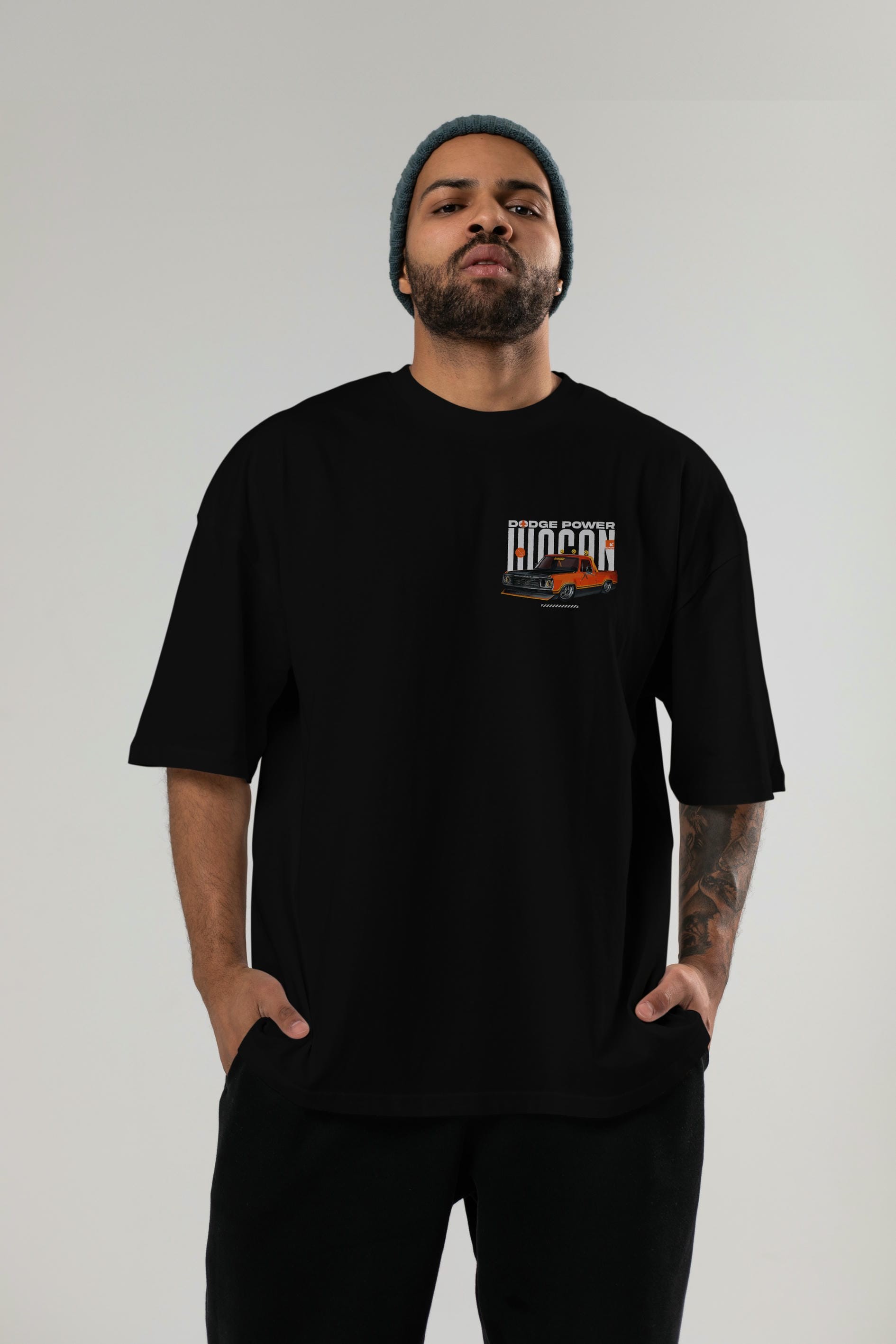 DODGE POWER WAGON Ön Sol Baskılı Oversize t-shirt Erkek Kadın Unisex %100 Pamuk Bisiklet Yaka tişort