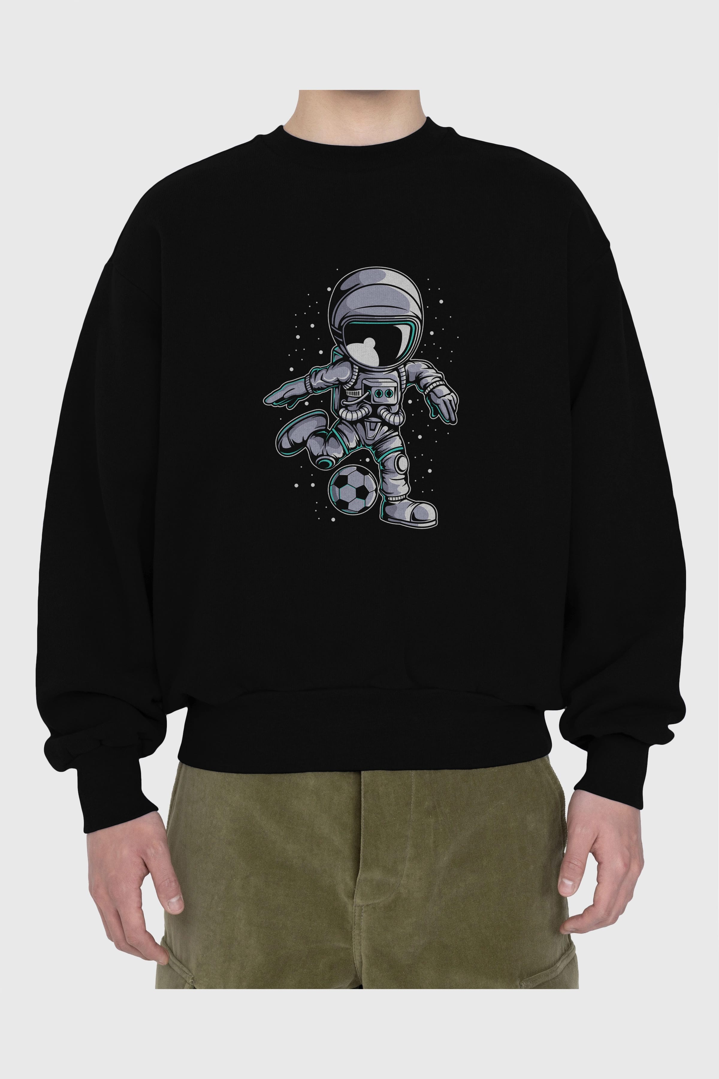 Astronaut Soccer (2) Ön Baskılı Oversize Sweatshirt Erkek Kadın Unisex
