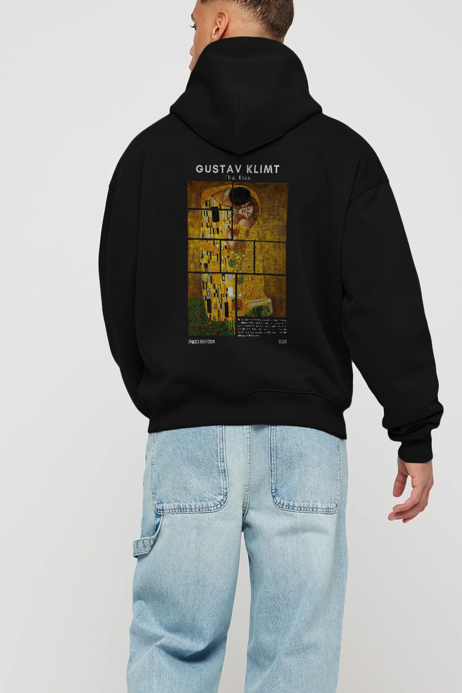 Gustav Klimt The Kiss Arka Baskılı Hoodie Oversize Kapüşonlu Sweatshirt Erkek Kadın