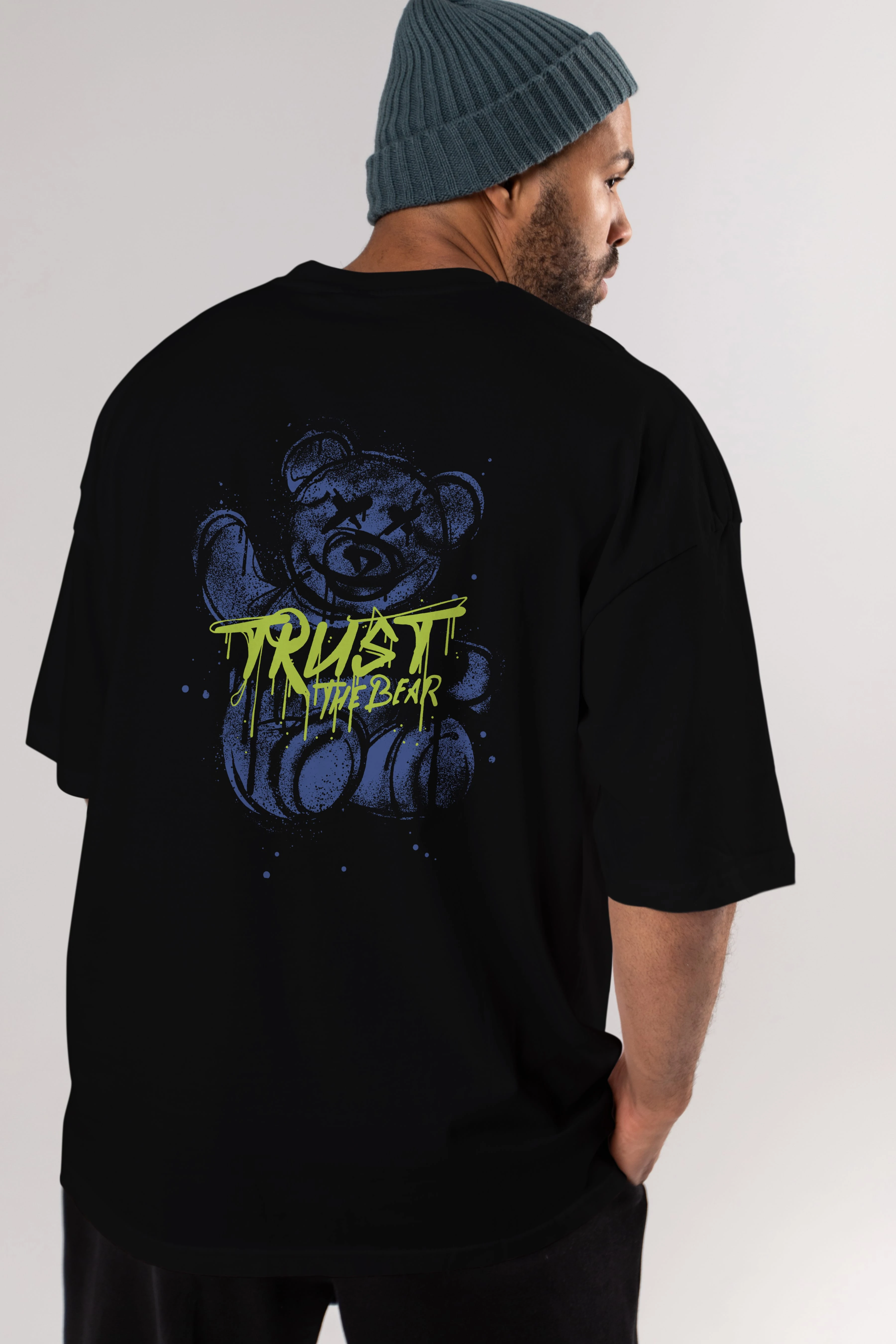 Trust The Bear 4 Arka Baskılı Oversize t-shirt Erkek Kadın Unisex