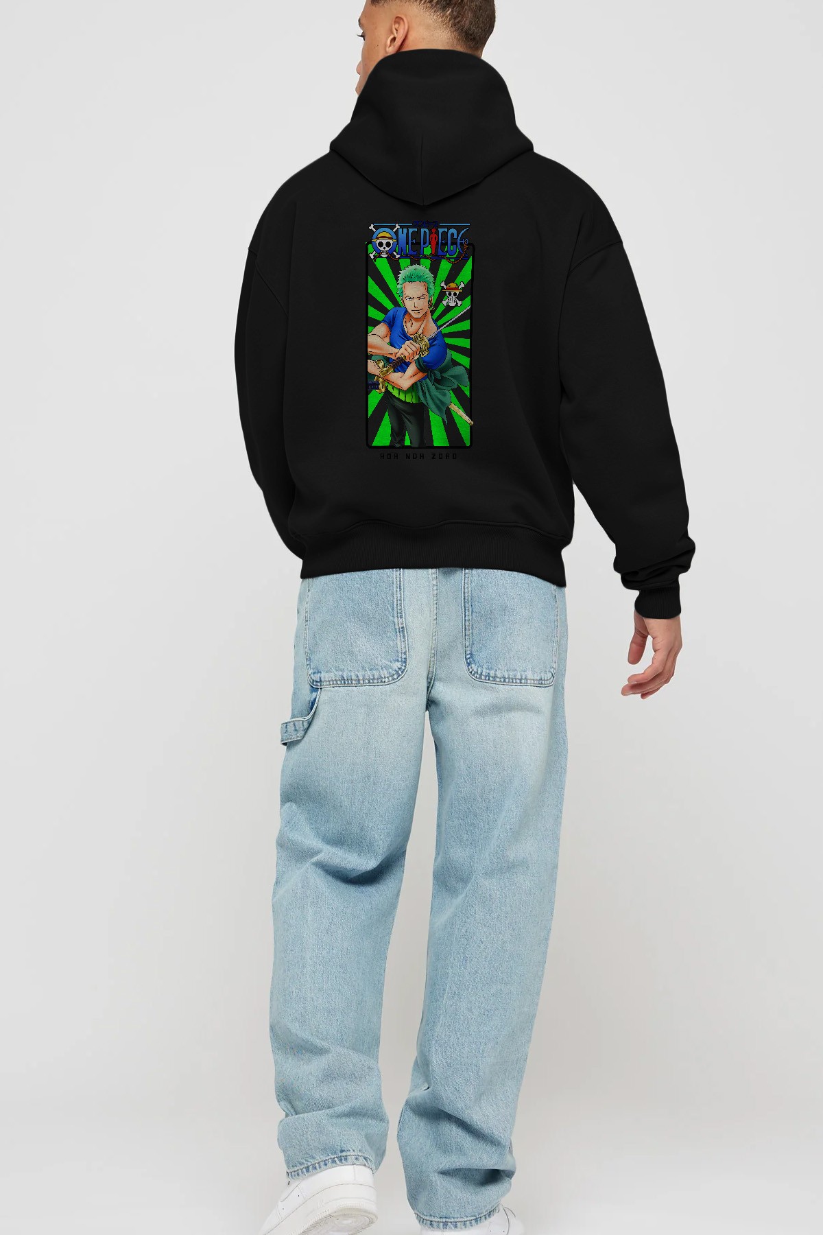 Roronoa Zoro 6 Anime Arka Baskılı Hoodie Oversize Kapüşonlu Sweatshirt Erkek Kadın Unisex