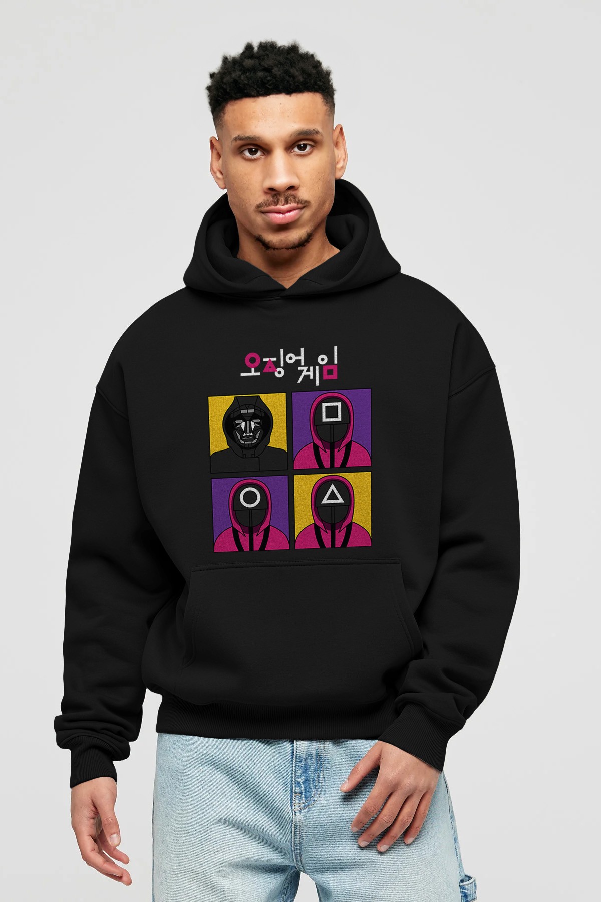 Squid Game (1) Ön Baskılı Hoodie Oversize Kapüşonlu Sweatshirt Erkek Kadın Unisex