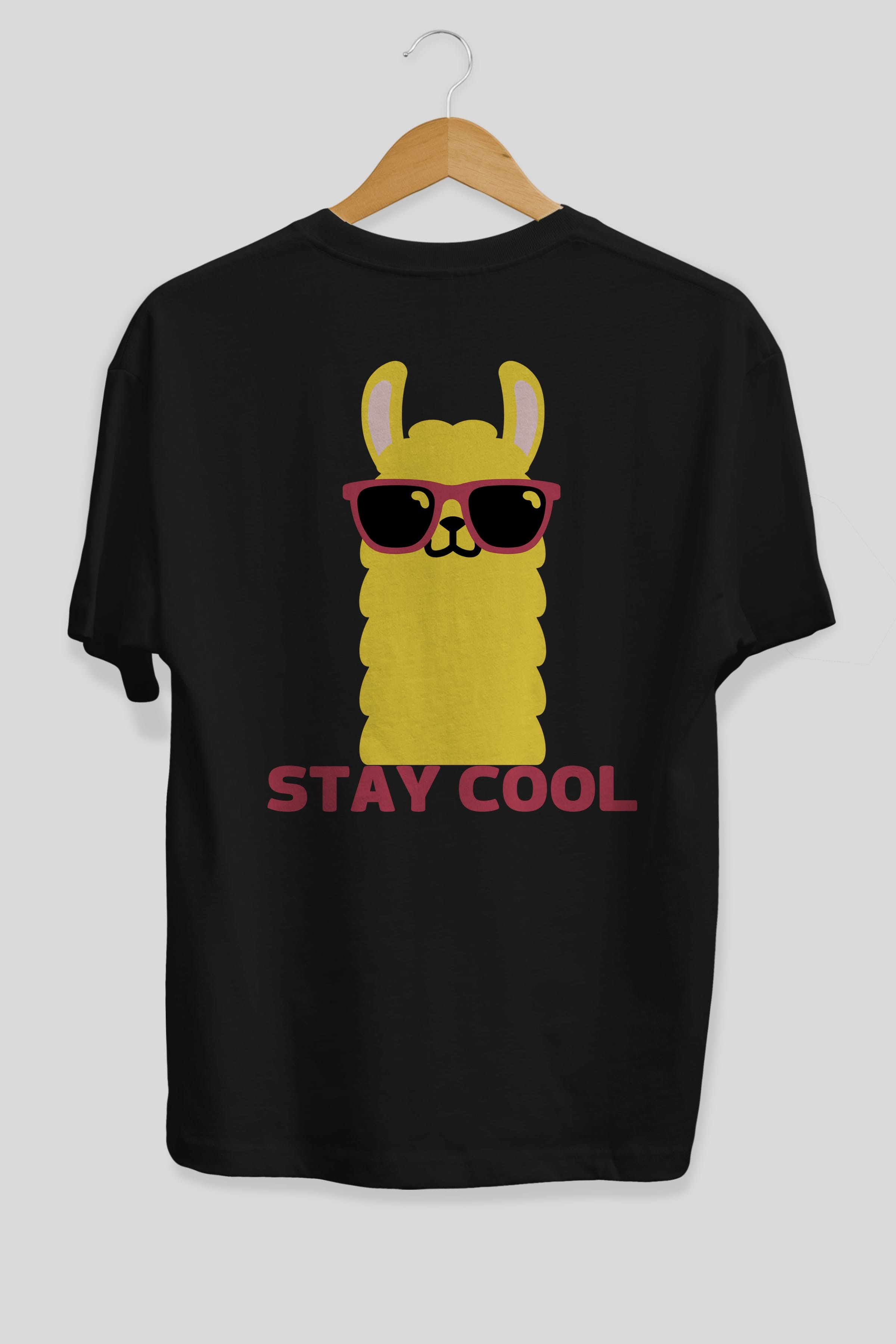 Stay Cool Yazılı Lama Arka Baskılı Oversize t-shirt Erkek Kadın Unisex