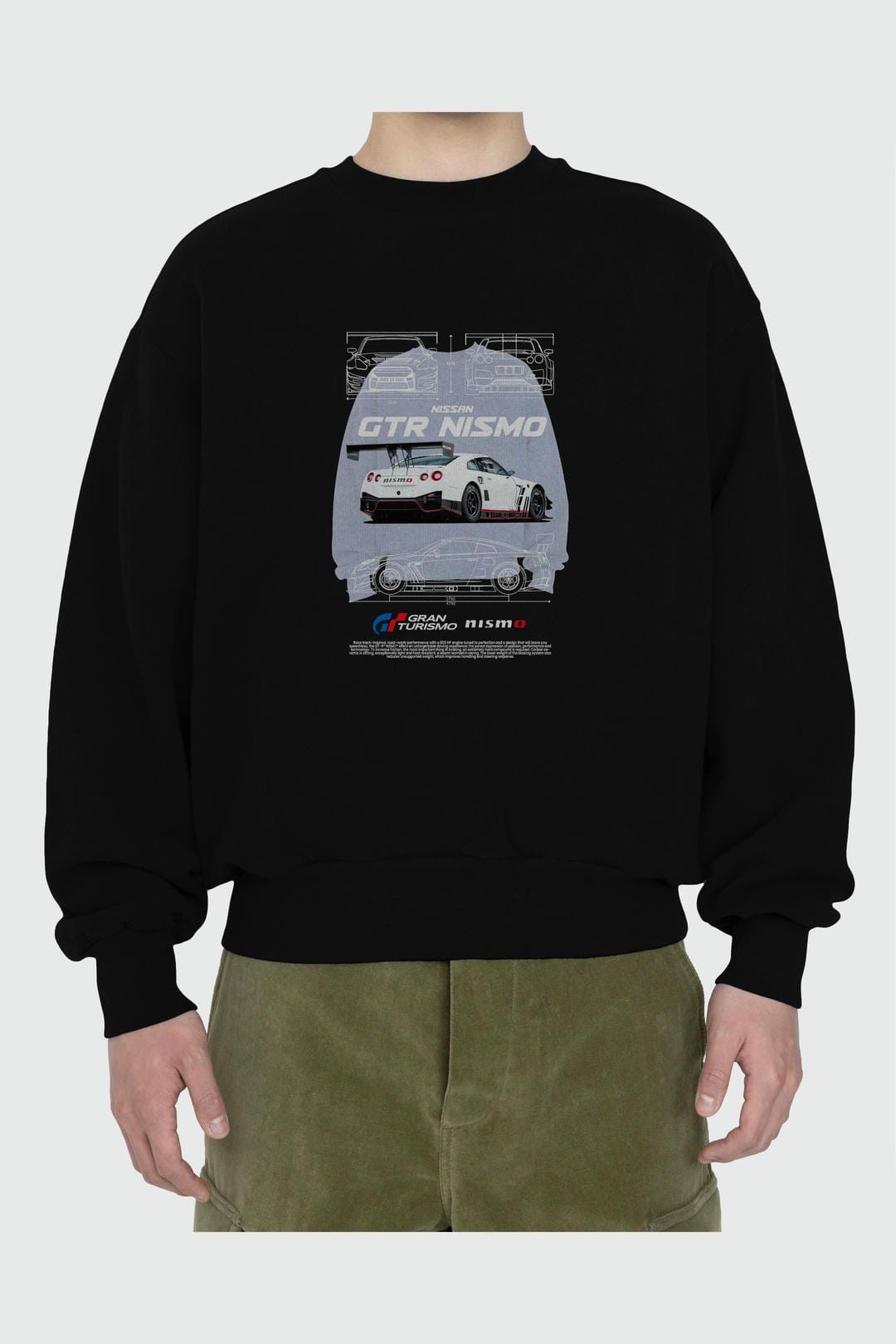 nissan nismo GTR Ön Baskılı Anime Oversize Sweatshirt Erkek Kadın Unisex