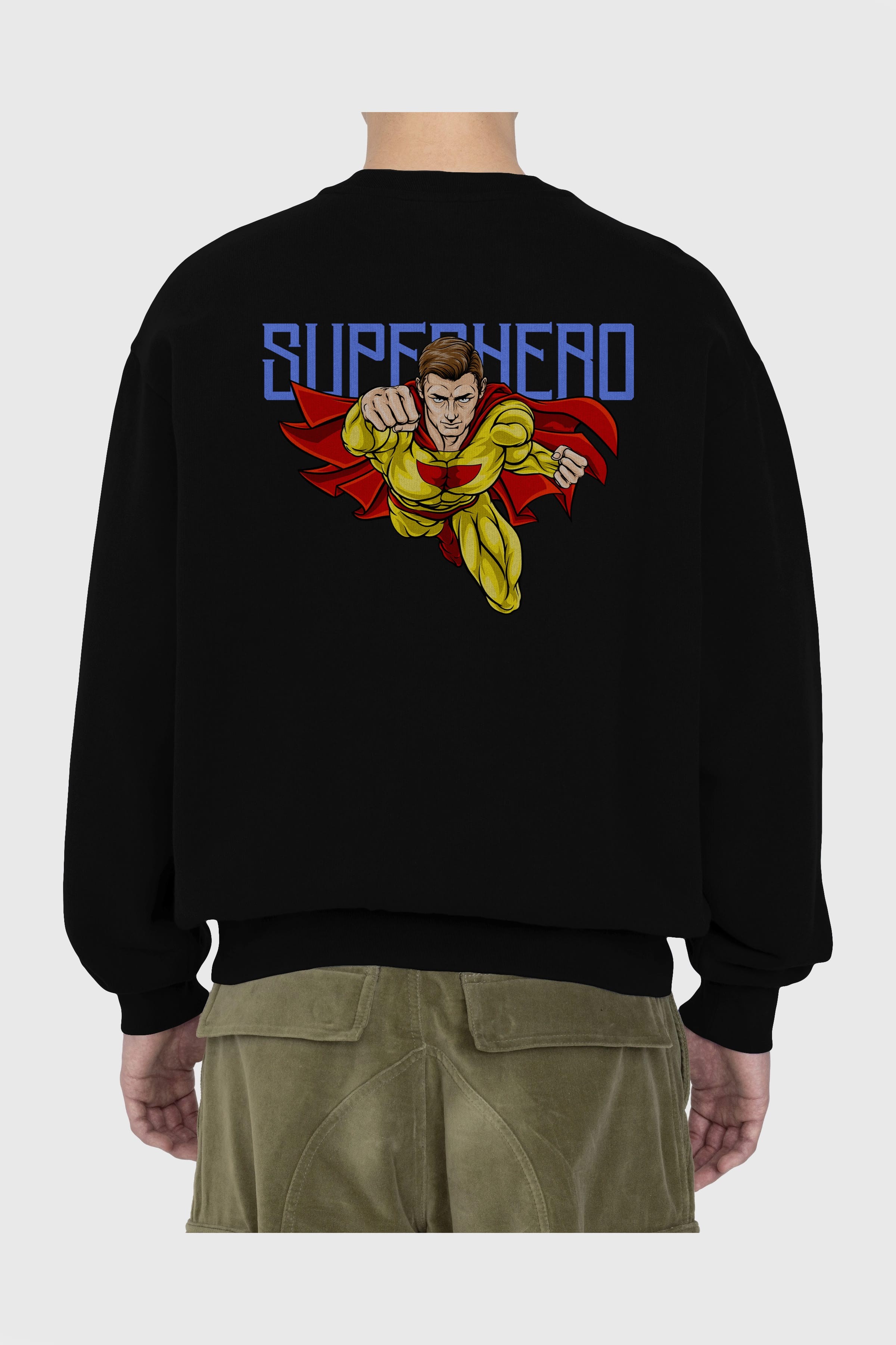 Super Hero Arka Baskılı Oversize Sweatshirt Erkek Kadın Unisex