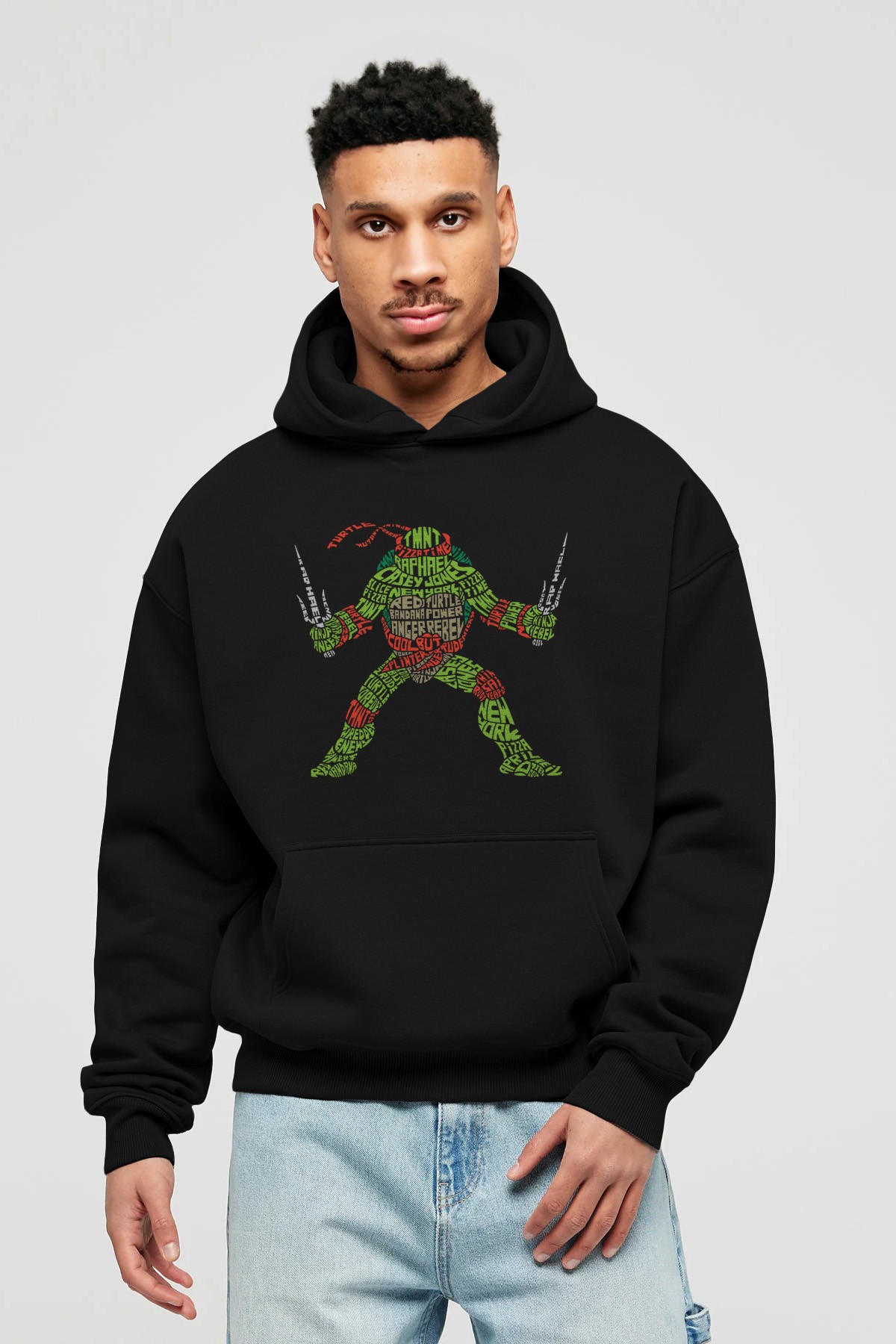 Ninja Turtle Ön Baskılı Hoodie Oversize Kapüşonlu Sweatshirt Erkek Kadın Unisex