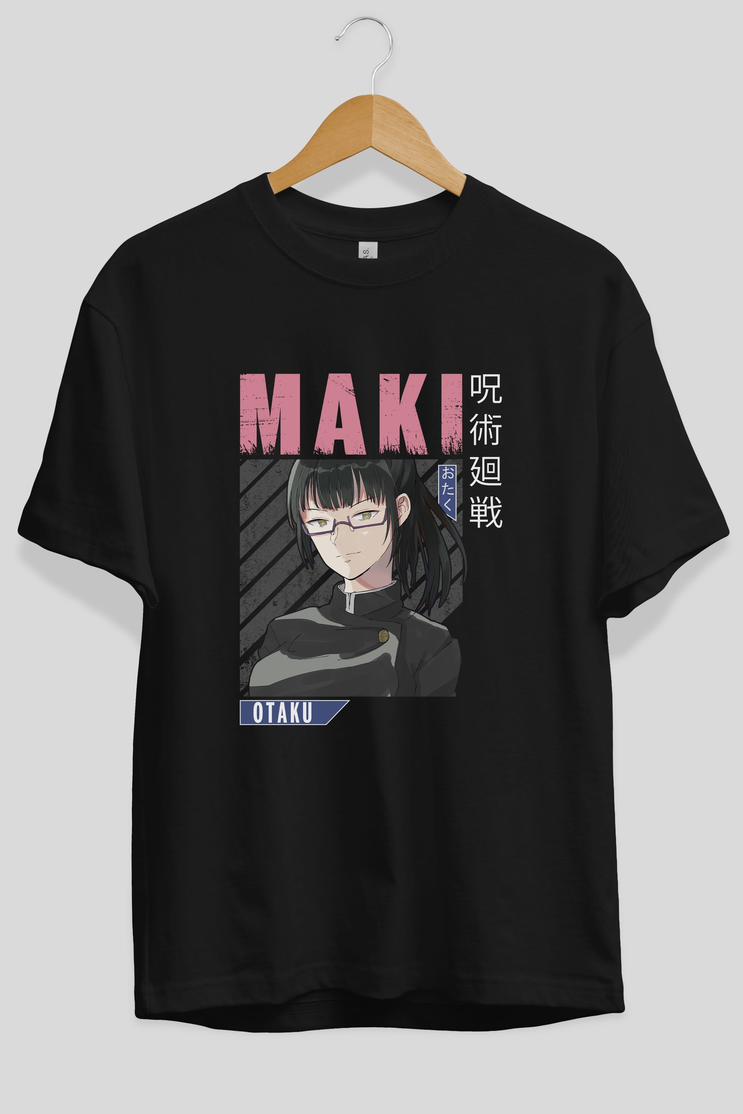 Maki Zenin CHAINSAWMAN 1 Anime Ön Baskılı Oversize t-shirt %100 pamuk Erkek Kadın Unisex