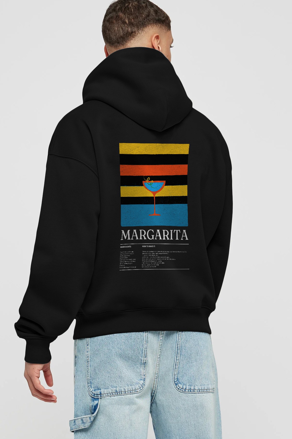 Margarita Kokteyl Arka Baskılı Hoodie Oversize Kapüşonlu Sweatshirt Erkek Kadın