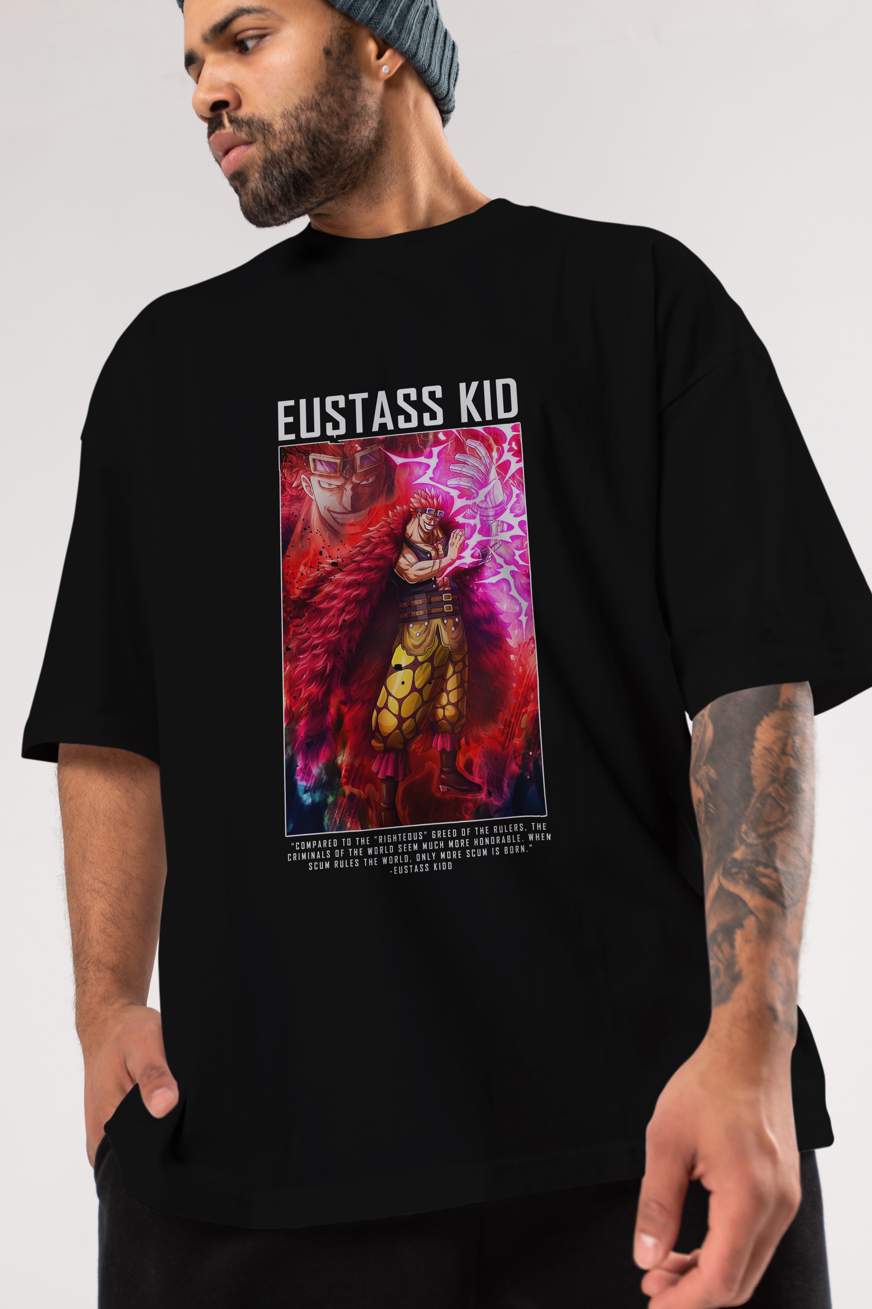 Eustass Kid Anime Ön Baskılı Oversize t-shirt Erkek Kadın Unisex