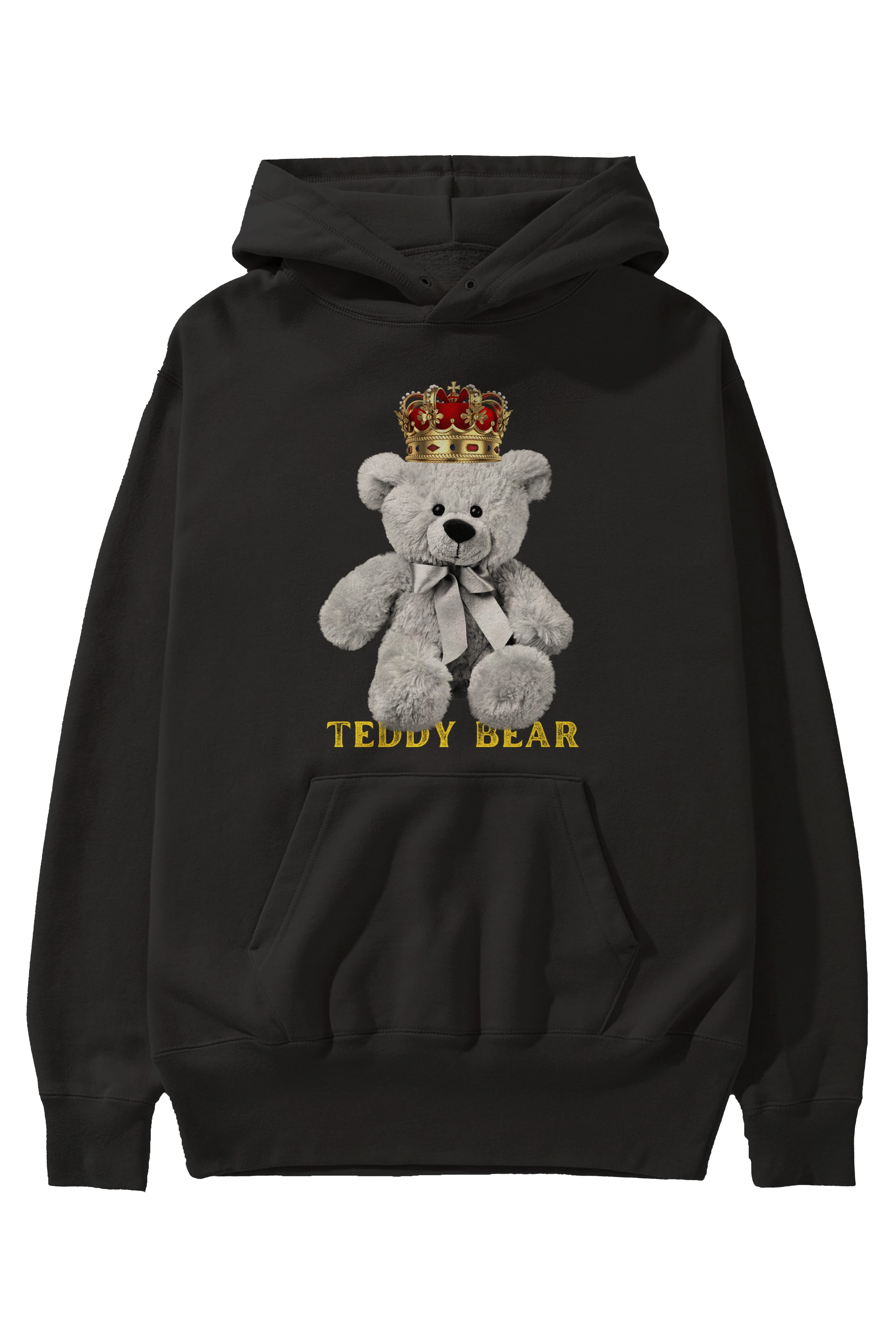 Teddy Bear Ön Baskılı Oversize Hoodie Kapüşonlu Sweatshirt Erkek Kadın Unisex
