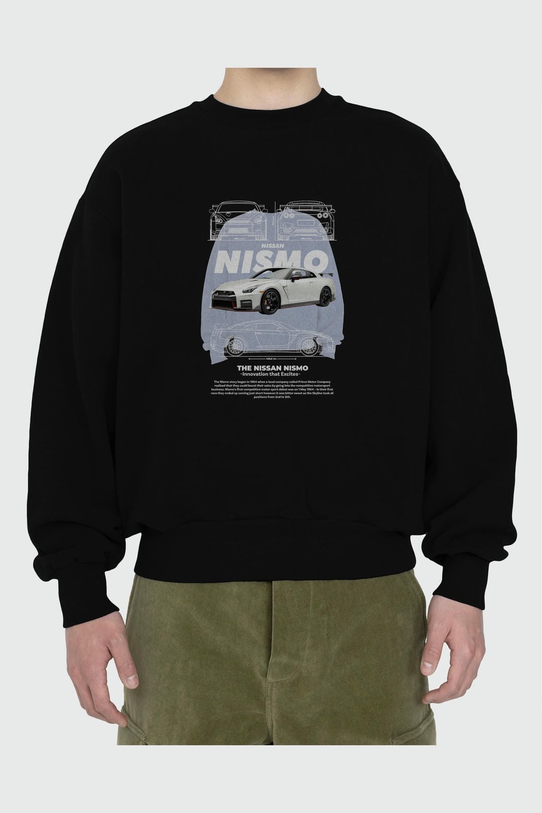 NISSAN NISMO Ön Baskılı Anime Oversize Sweatshirt Erkek Kadın Unisex