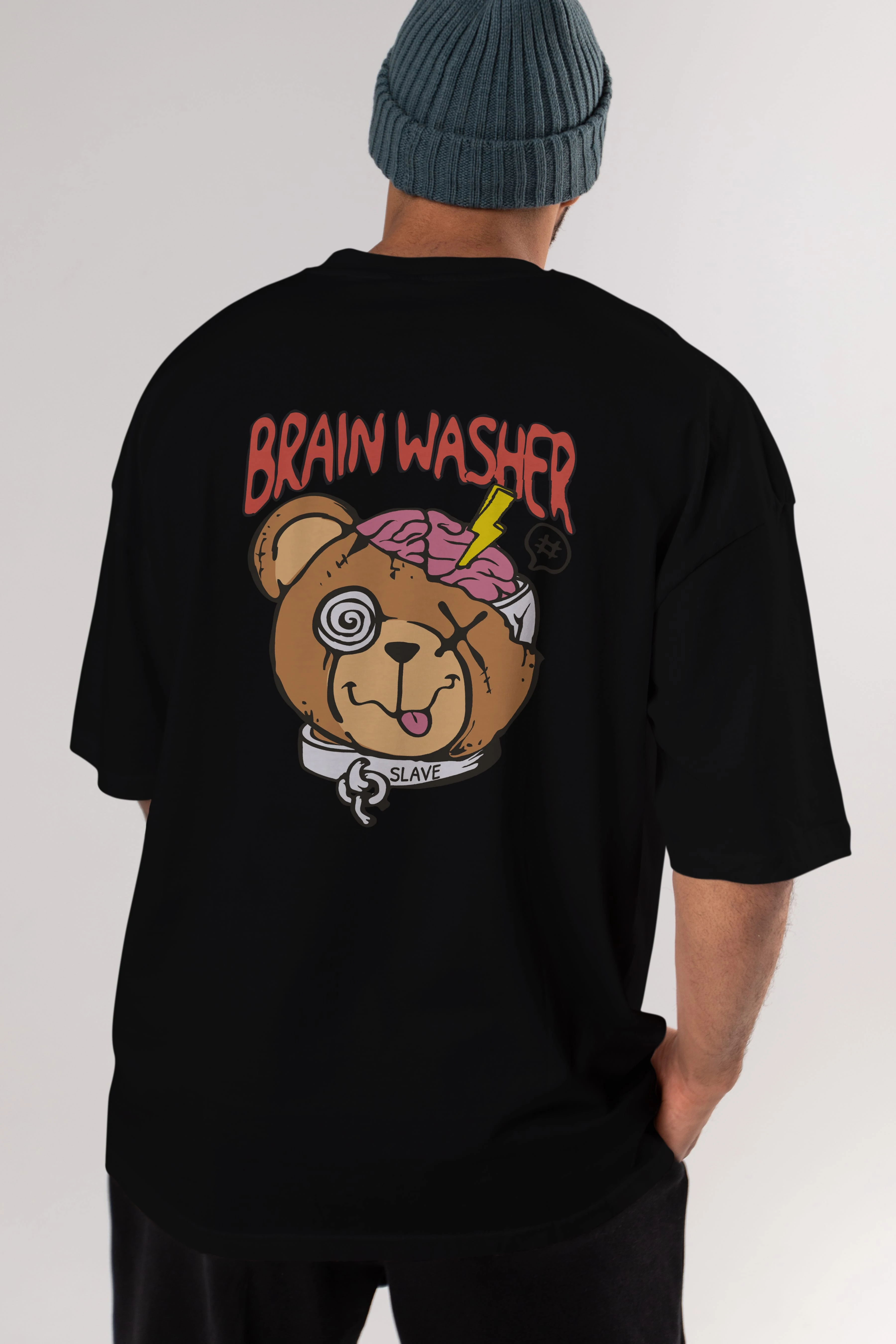 Brain Washer Arka Baskılı Oversize t-shirt Erkek Kadın Unisex
