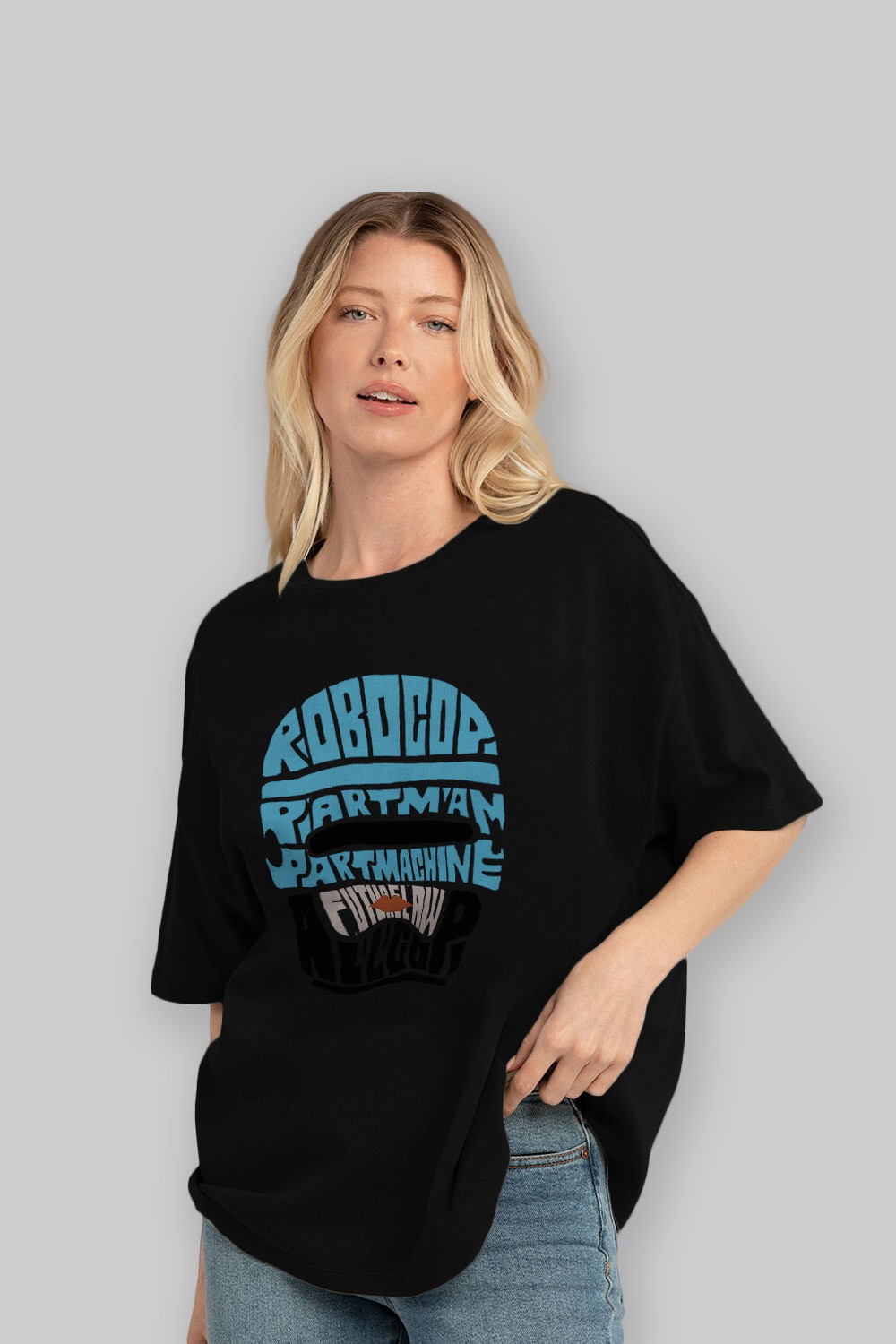 Robocop Ön Baskılı Oversize t-shirt %100 pamuk Erkek Kadın Unisex