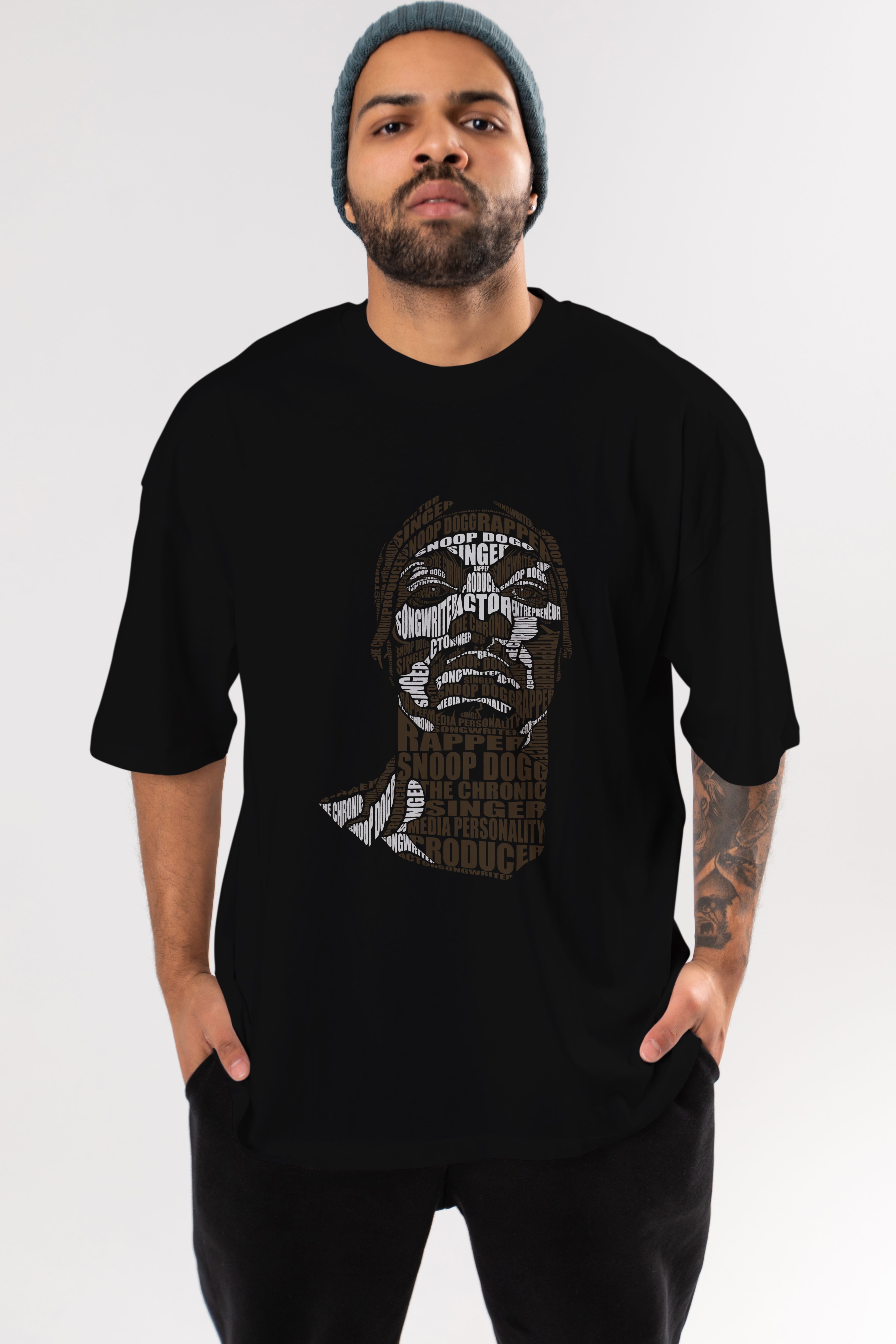 Snoop Dogg Calligram Ön Baskılı Oversize t-shirt %100 pamuk Erkek Kadın Unisex