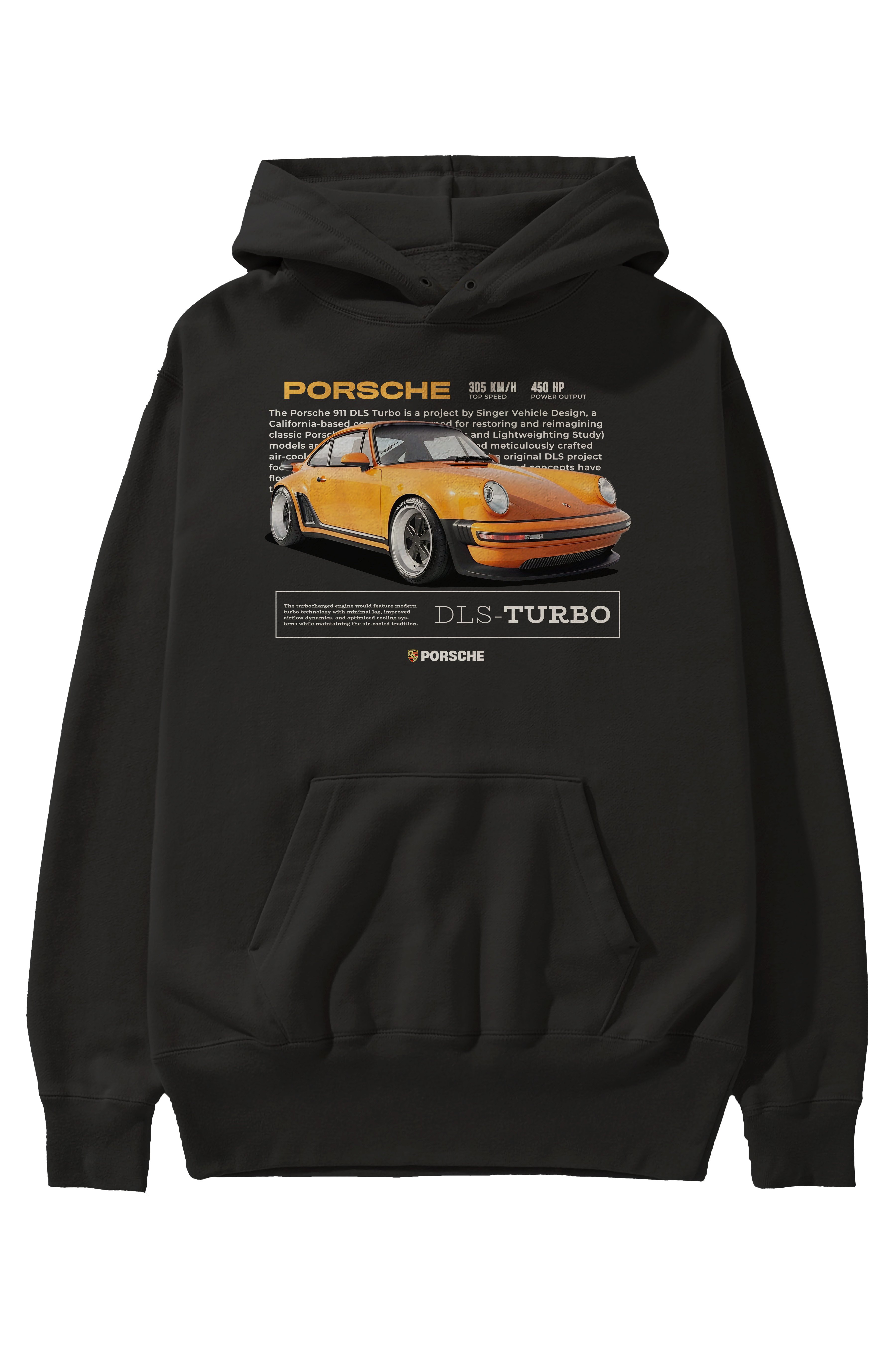 PORSCHE DLS-TURBO Ön Baskılı Hoodie Oversize Kapüşonlu Sweatshirt Erkek Kadın Unisex