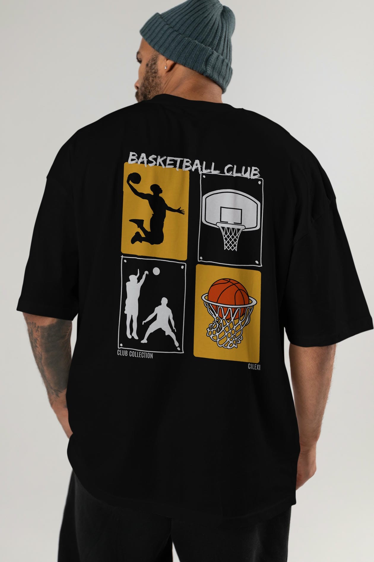 Basketball Club Arka Baskılı Oversize t-shirt Erkek Kadın %100 Pamuk Bisiklet Yaka tişort