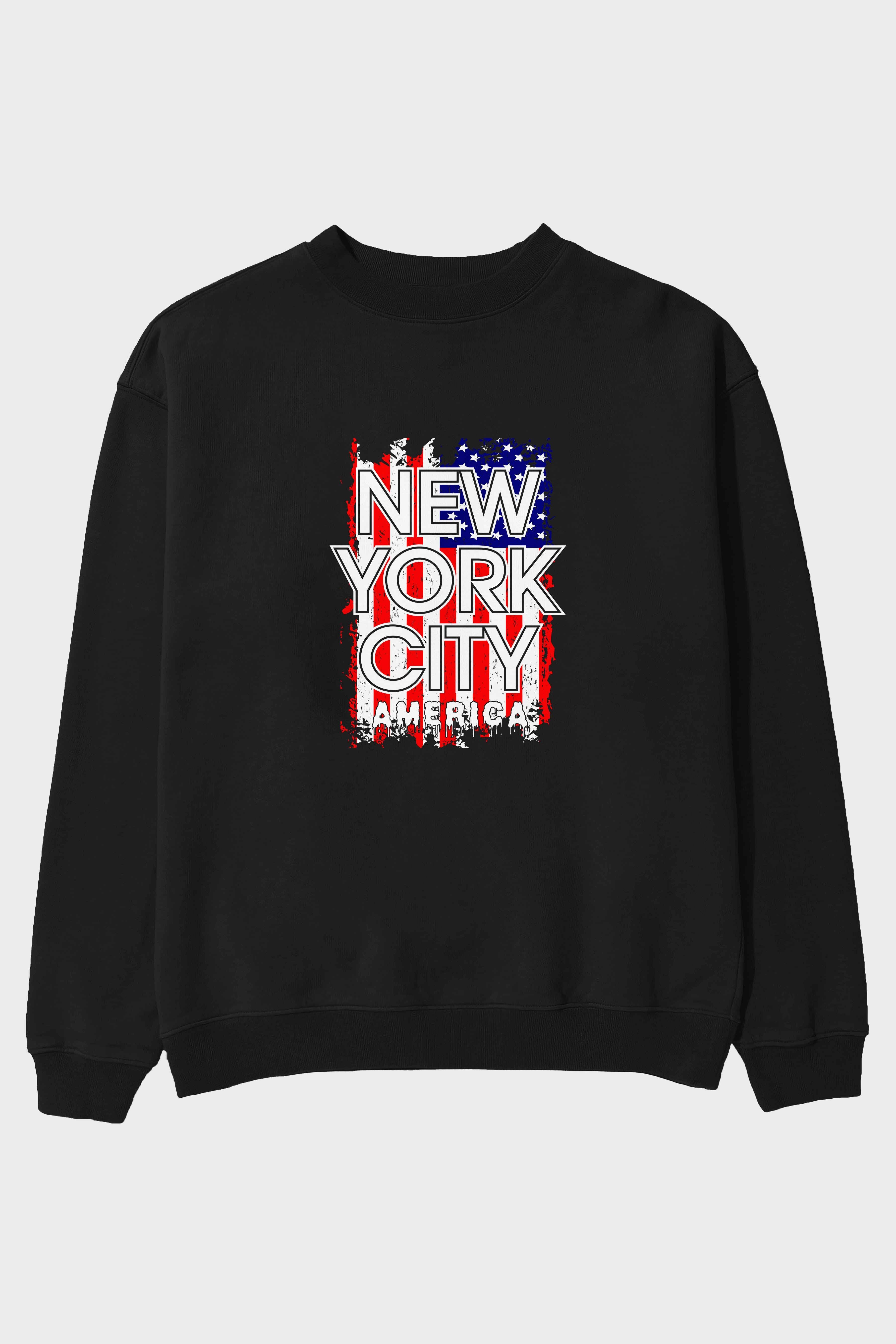 New York City 2 Ön Baskılı Oversize Sweatshirt Erkek Kadın Unisex