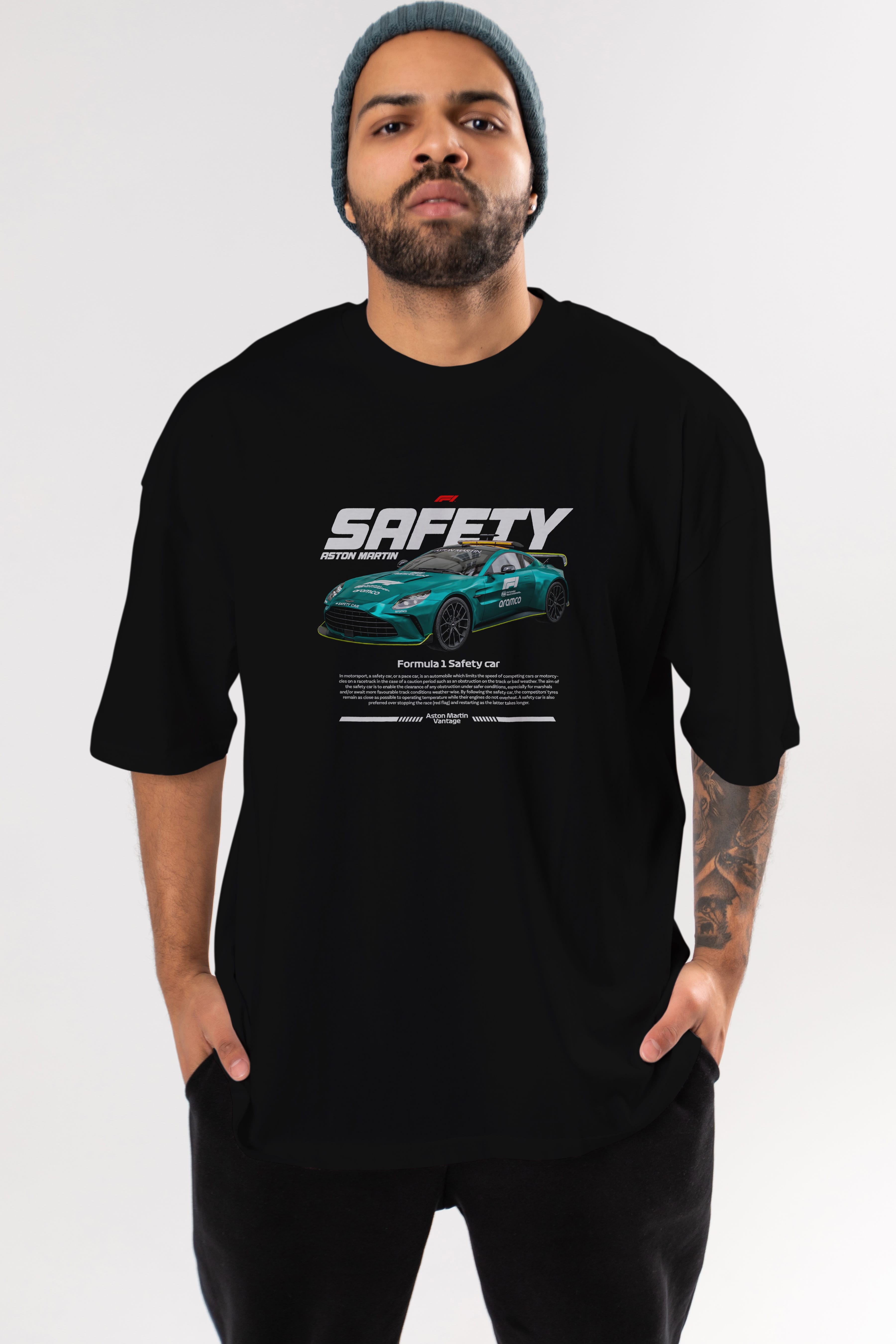 safety car f1 Ön Baskılı Oversize t-shirt Erkek Kadın Unisex %100 Pamuk Bisiklet Yaka tişort