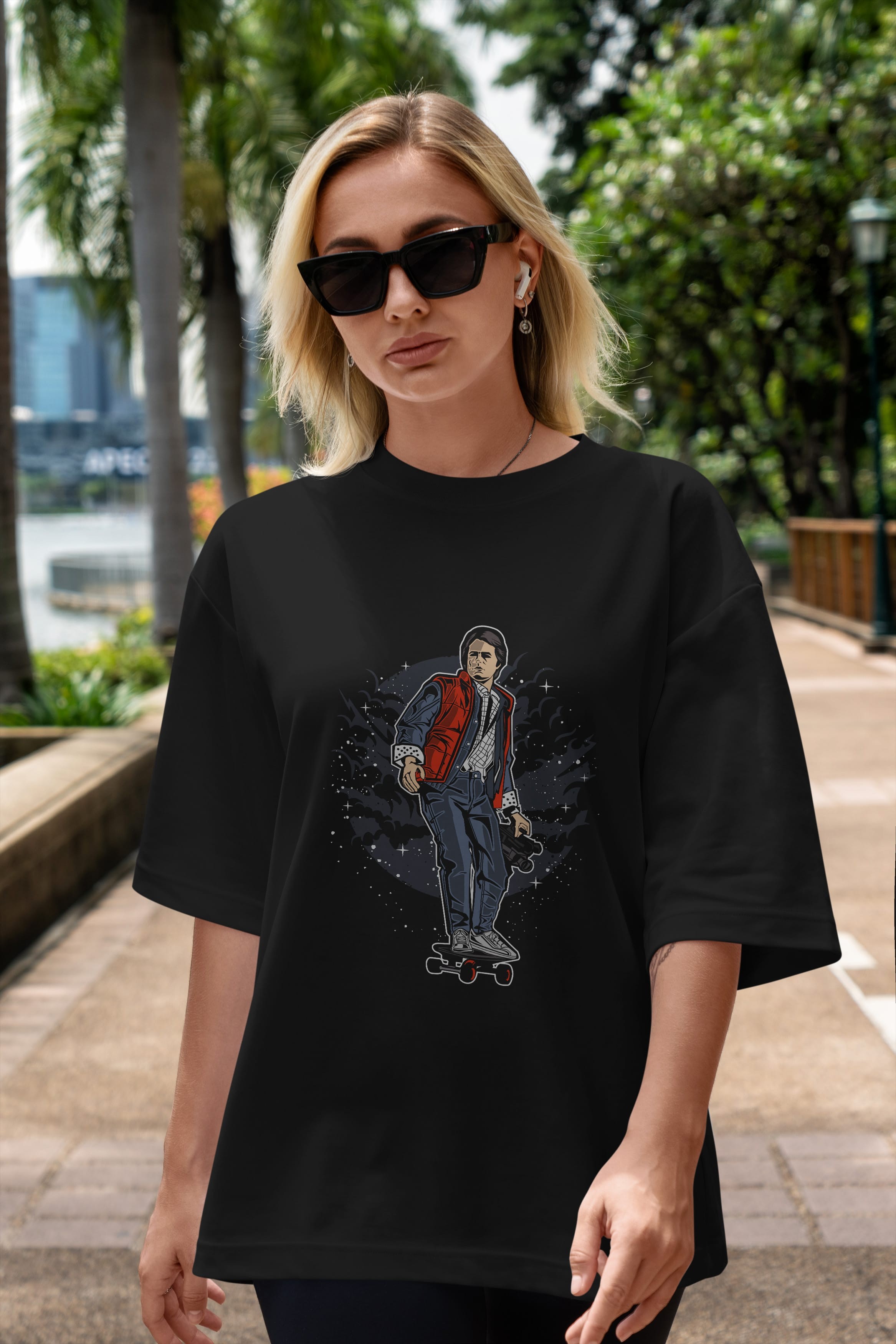MARTY Ön Baskılı Oversize t-shirt Erkek Kadın Unisex %100 Pamuk tişort