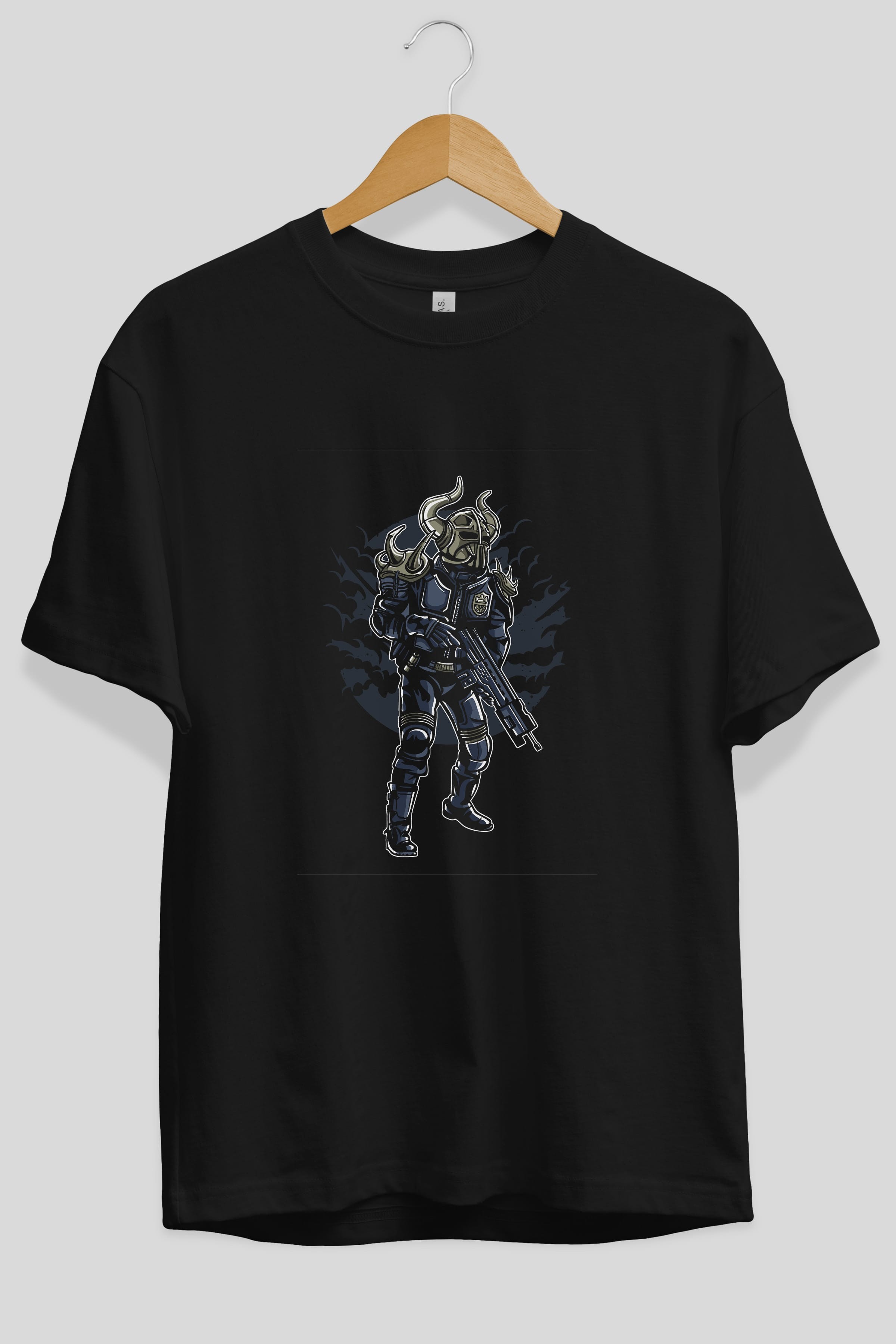 Viking Soldier Ön Baskılı Oversize t-shirt Erkek Kadın Unisex %100 Pamuk tişort
