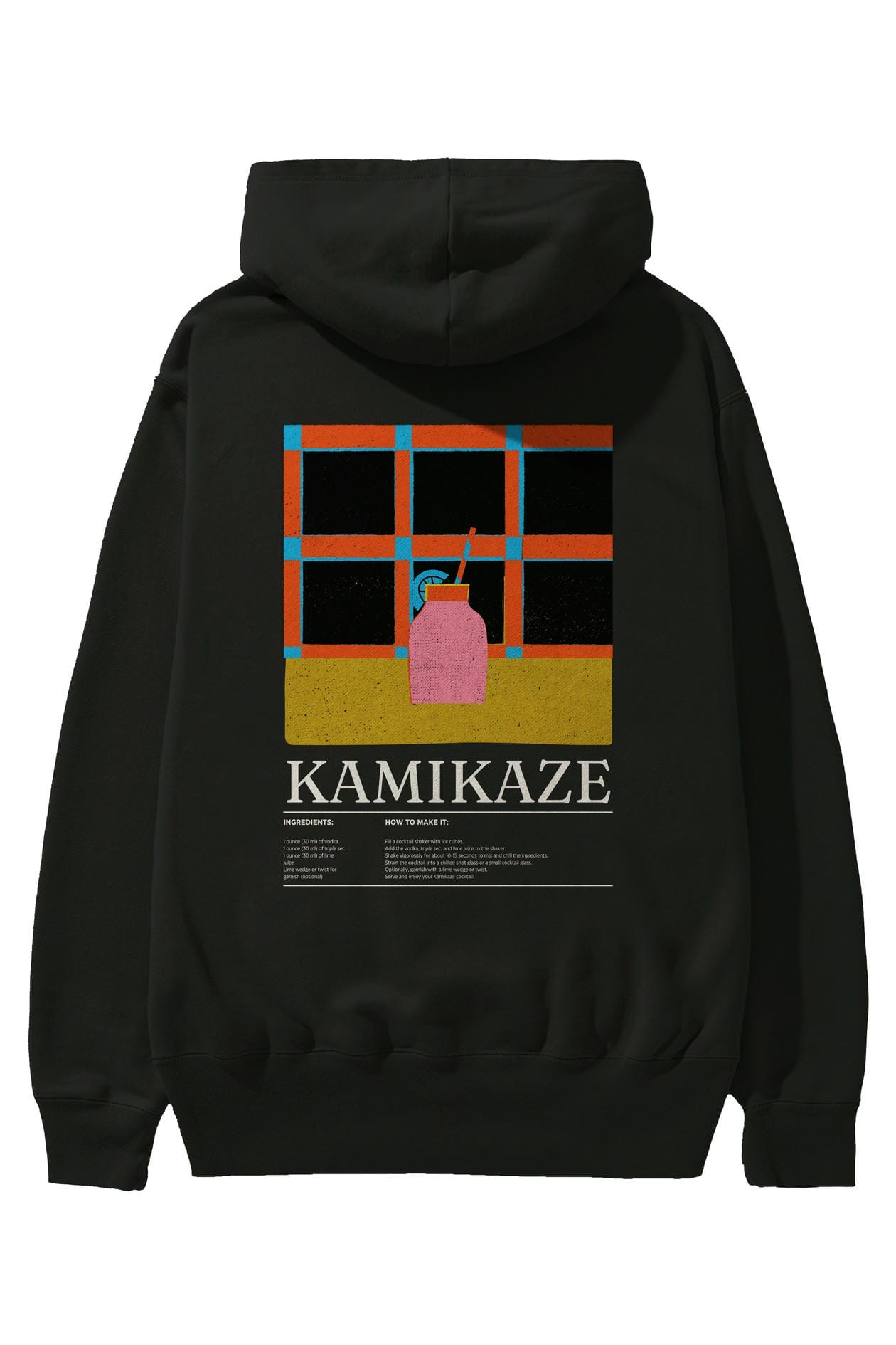 Kamikaze Kokteyl Arka Baskılı Hoodie Oversize Kapüşonlu Sweatshirt Erkek Kadın