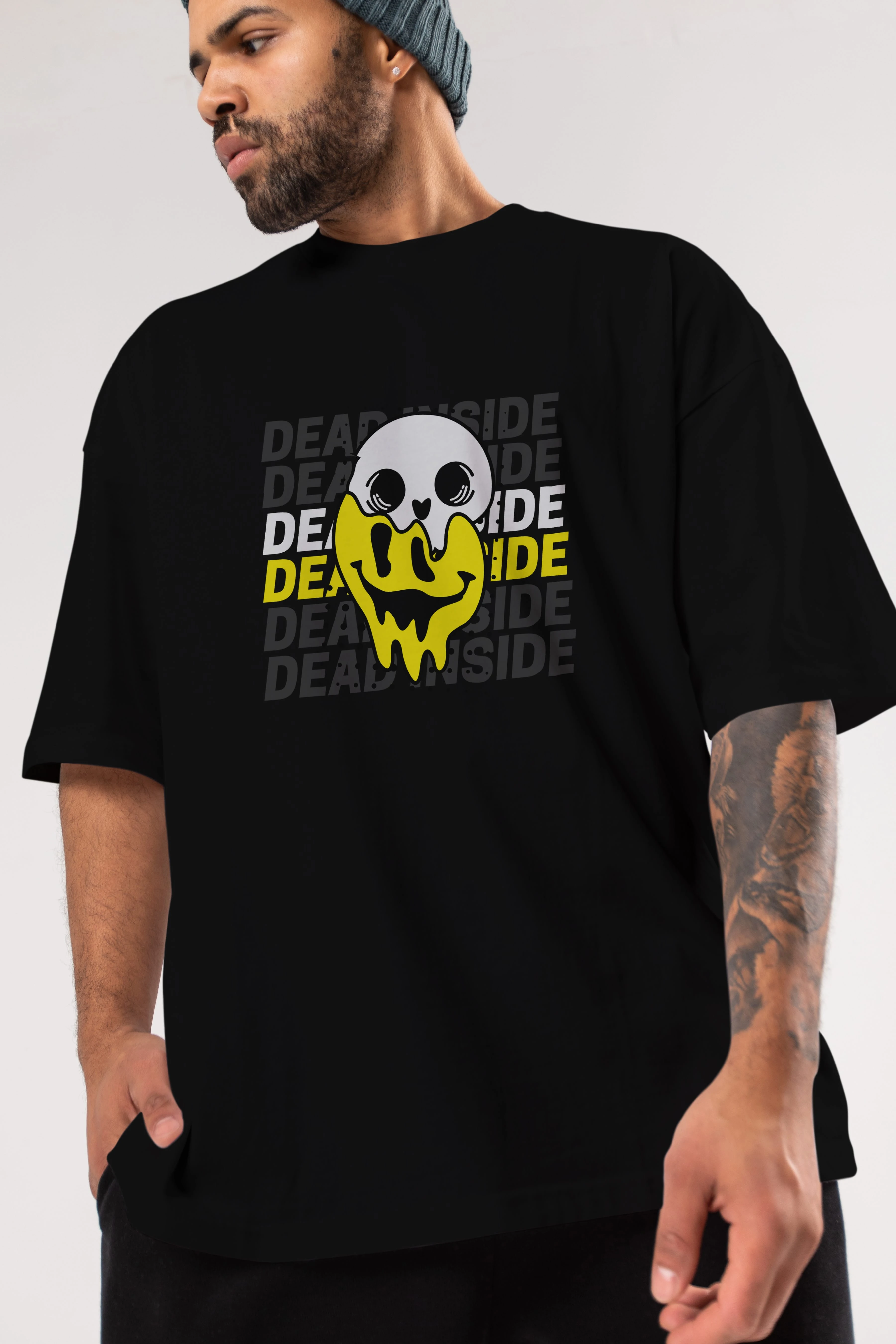 Dead Inside Yazılı Ön Baskılı Oversize t-shirt Erkek Kadın Unisex