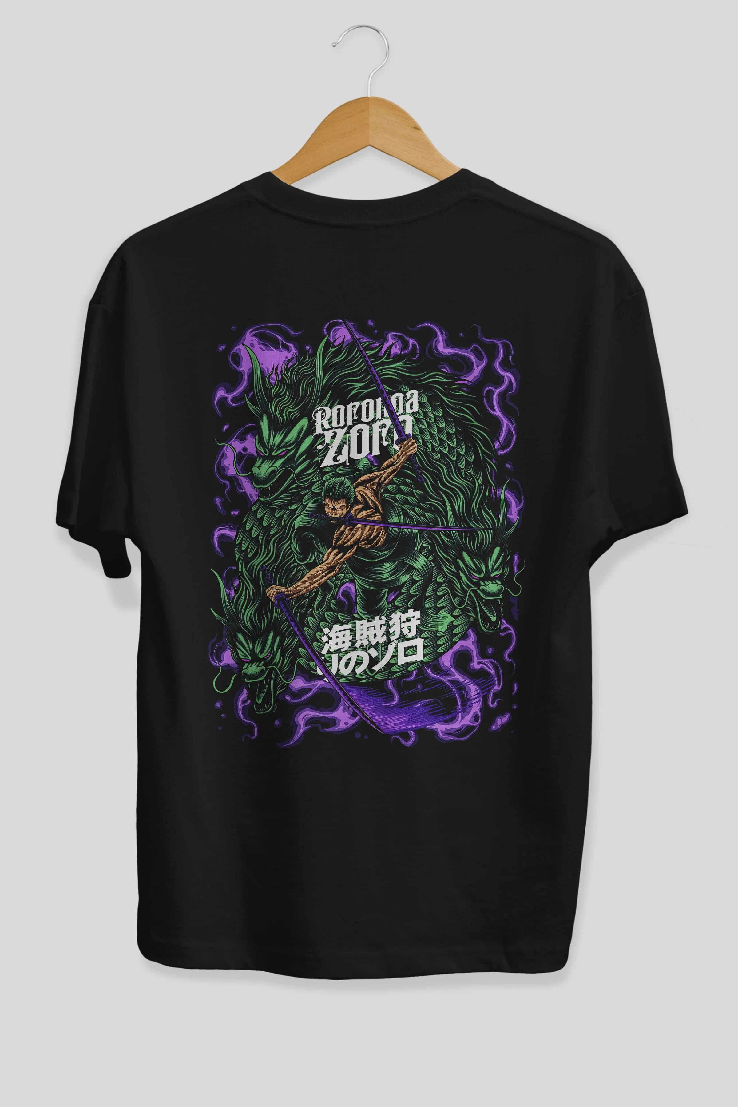 RORONOA ZORO 5 Anime Arka Baskılı Oversize t-shirt Erkek Kadın Unisex