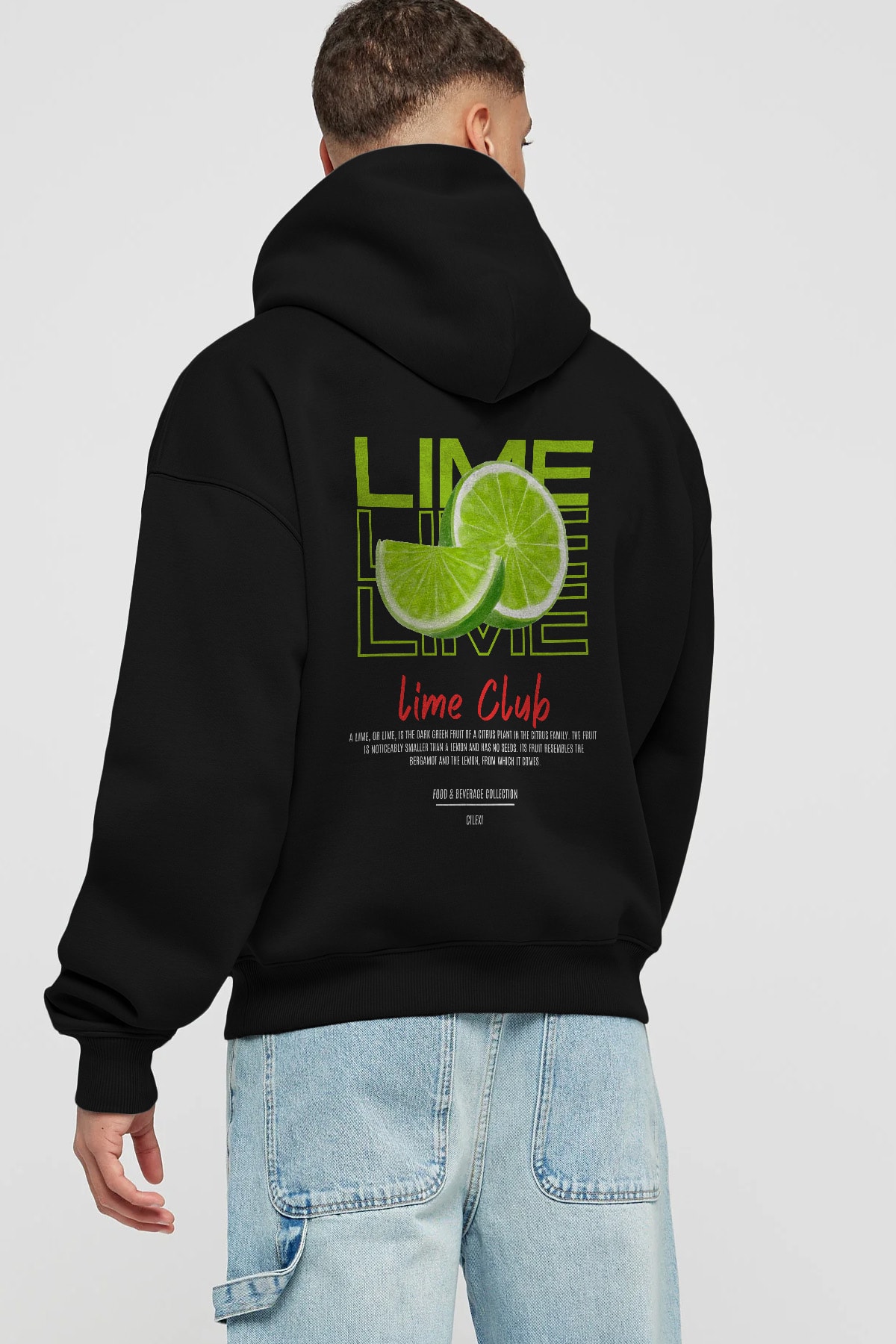 Lime Kokteyl Arka Baskılı Hoodie Oversize Kapüşonlu Sweatshirt Erkek Kadın