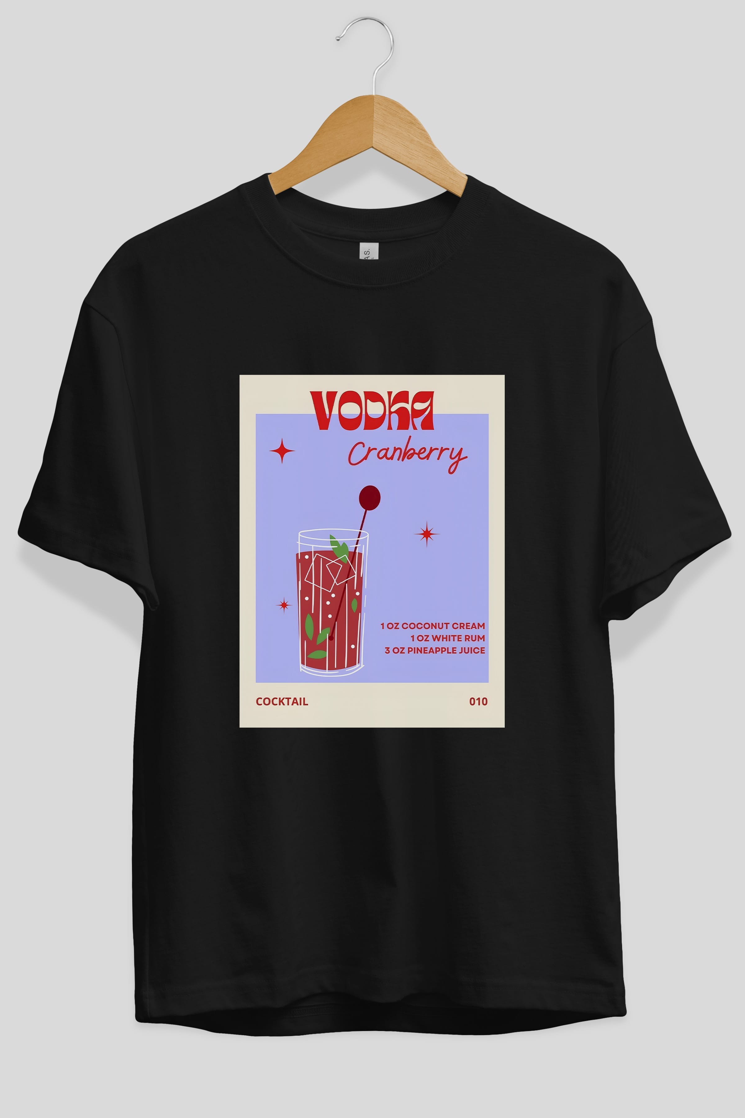 Vodka Cranberry Ön Baskılı Oversize t-shirt Erkek Kadın Unisex %100 Pamuk Bisiklet Yaka tişort