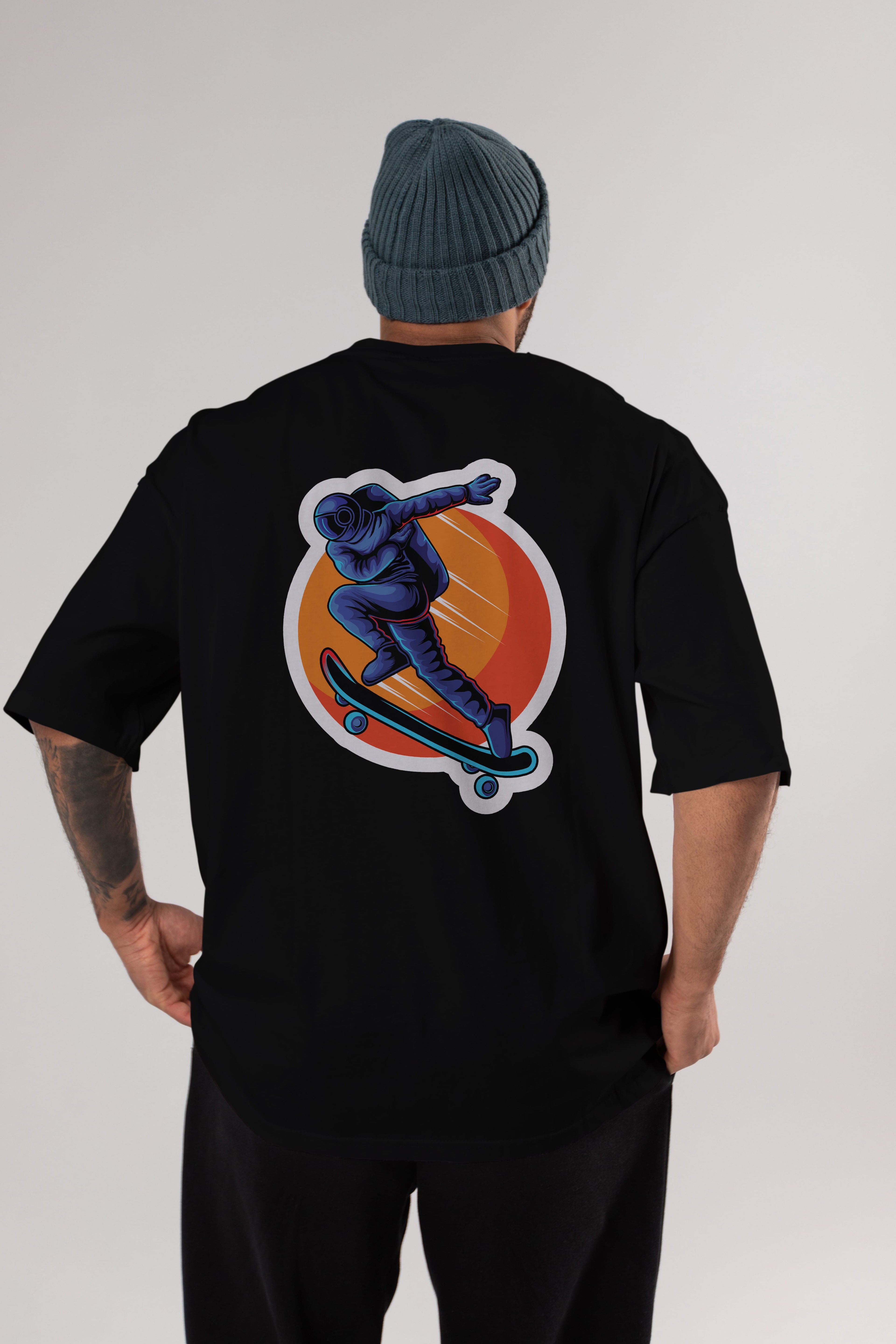 Astroskate Run Sticker Arka Baskılı Oversize t-shirt Erkek Kadın Unisex