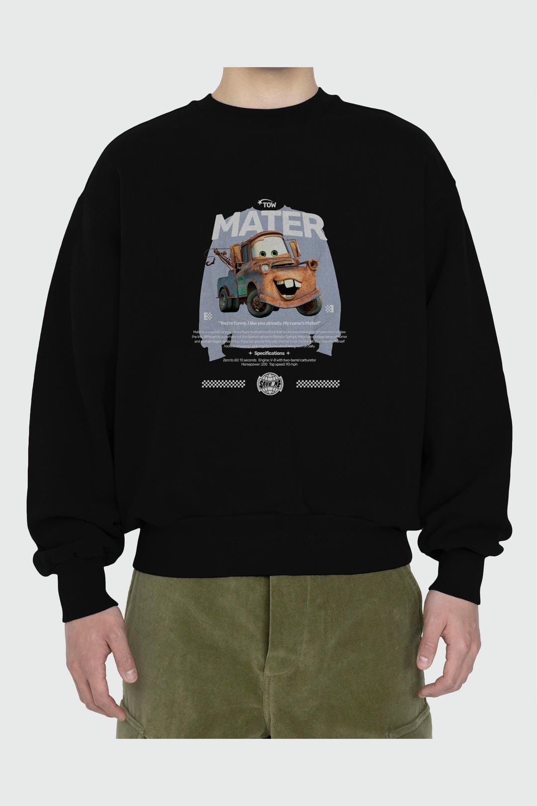 tow mater Ön Baskılı Anime Oversize Sweatshirt Erkek Kadın Unisex