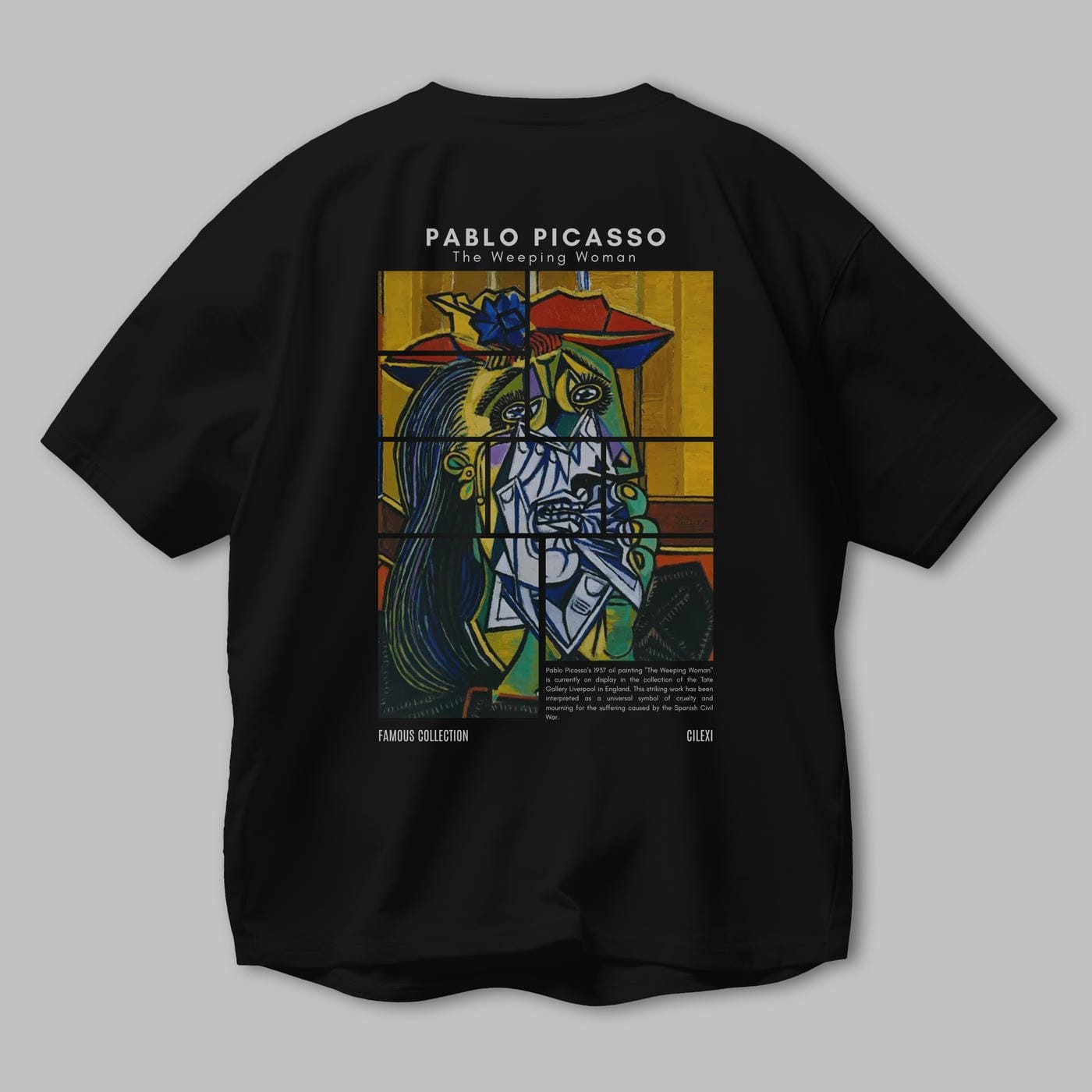 Pablo Picasso Arka Baskılı Oversize t-shirt Erkek Kadın Bisiklet Yaka Pamuk tişort
