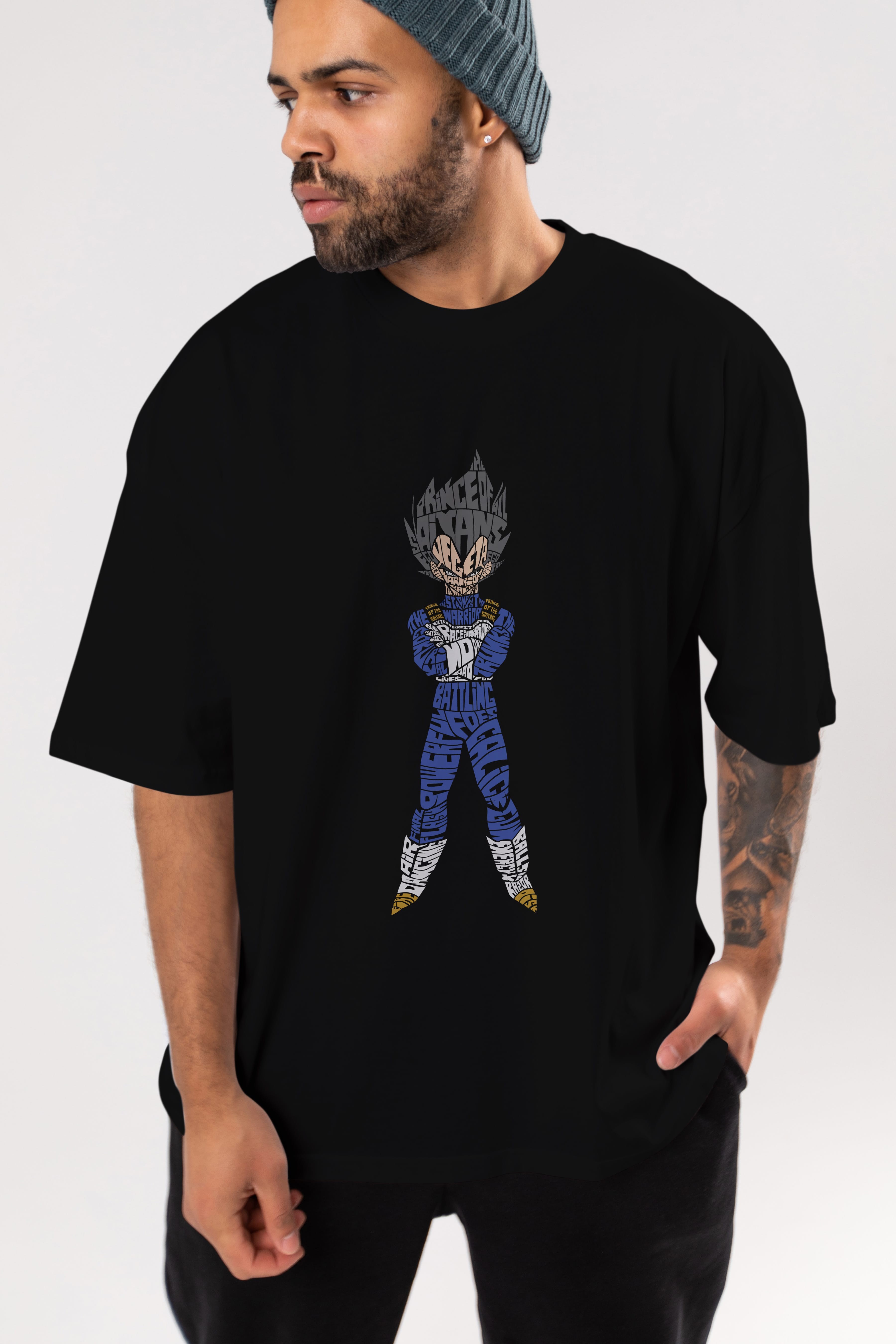 Vegeta Ön Baskılı Oversize t-shirt %100 pamuk Erkek Kadın Unisex