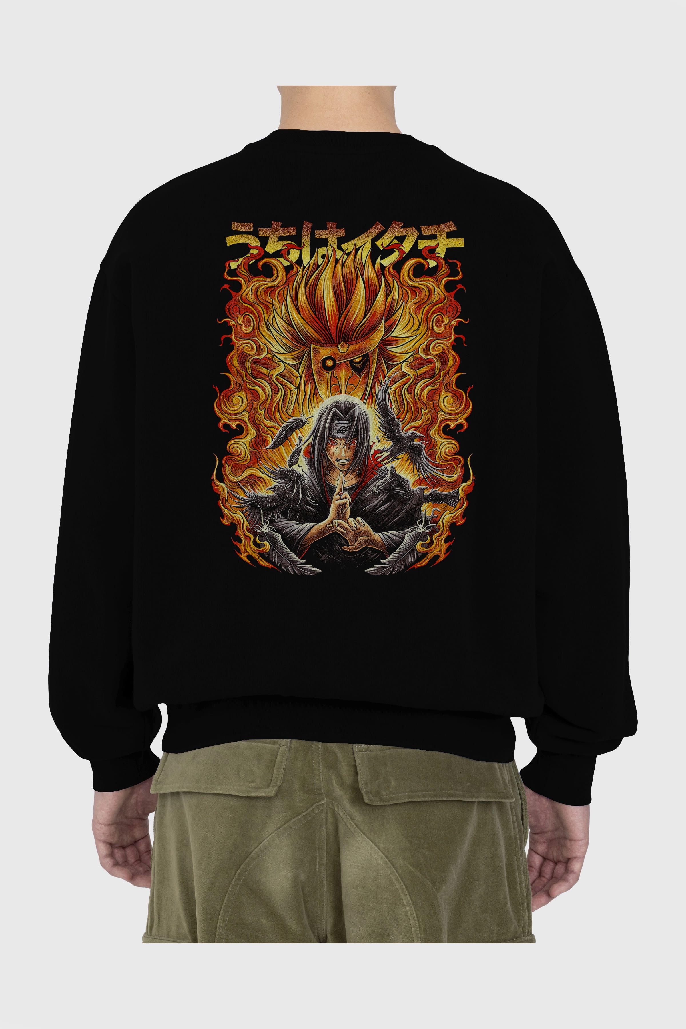 NARUTO ITACHI UCHIHA Anime Arka Baskılı Oversize Sweatshirt Erkek Kadın Unisex