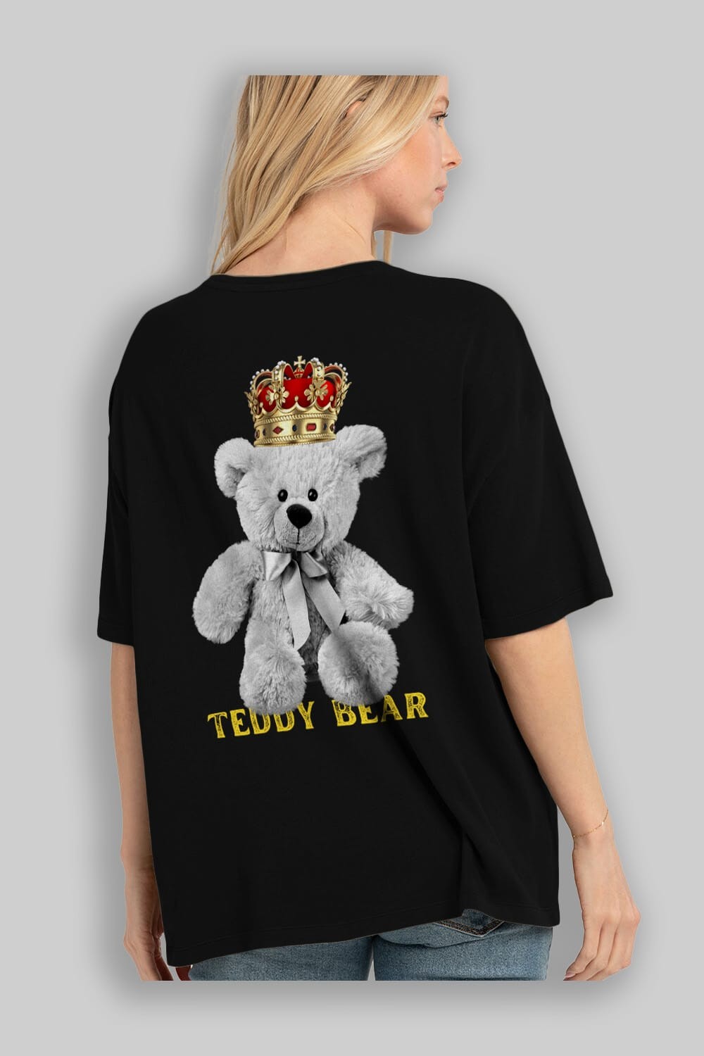Teddy Bear Arka Baskılı Oversize t-shirt Erkek Kadın Unisex