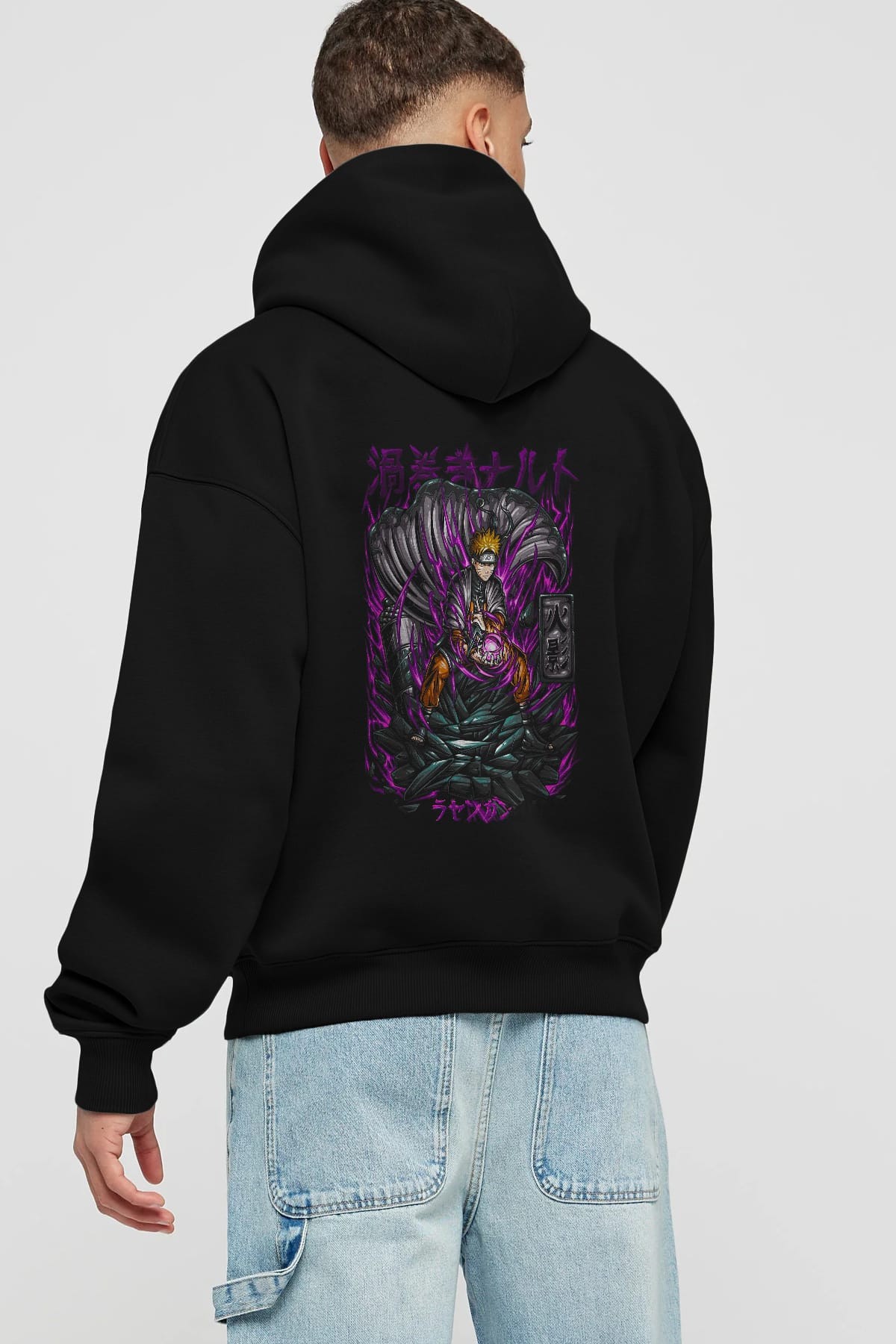 NARUTO Anime Arka Baskılı Hoodie Oversize Kapüşonlu Sweatshirt Erkek Kadın Unisex