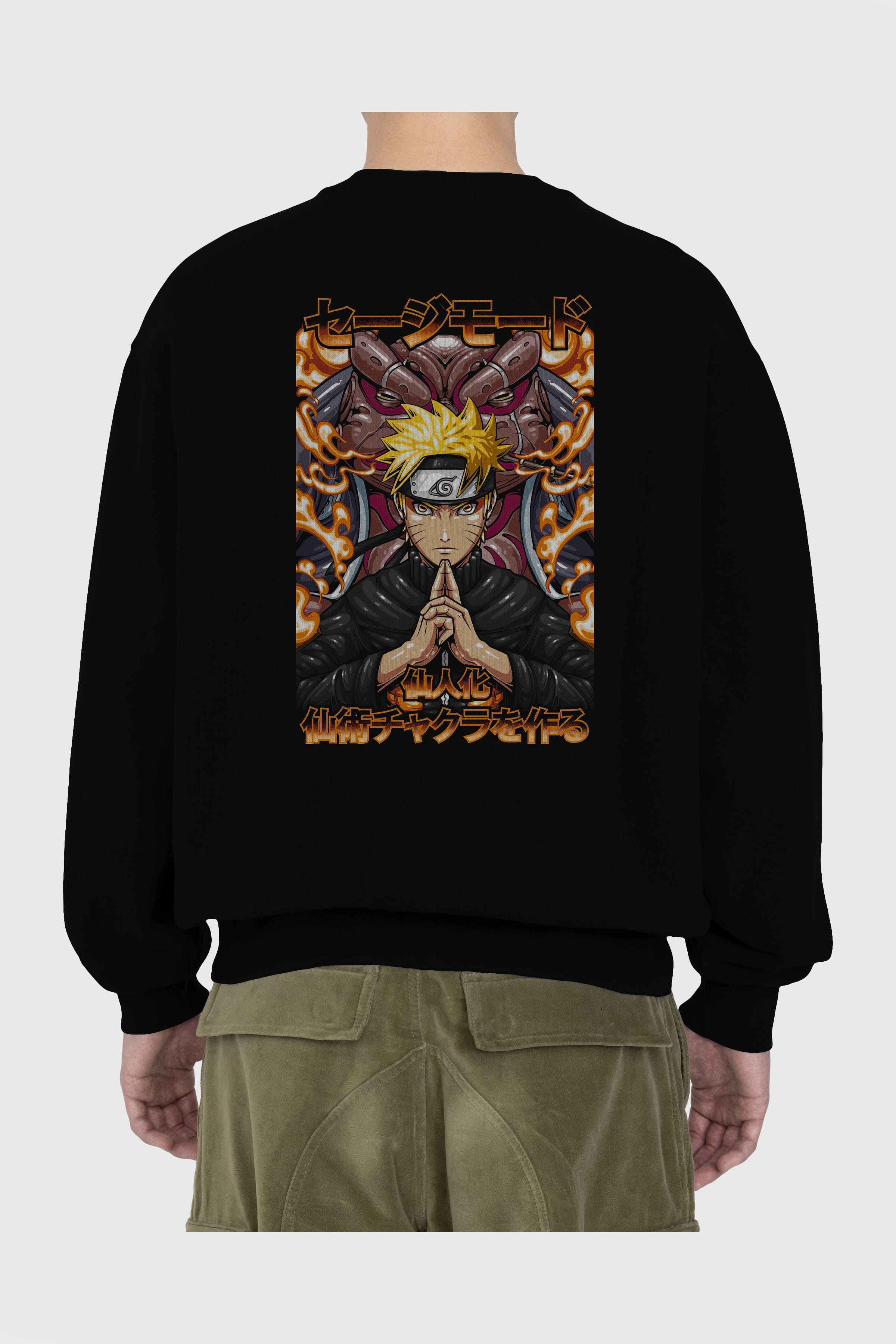NARUTO (10) Anime Arka Baskılı Oversize Sweatshirt Erkek Kadın Unisex