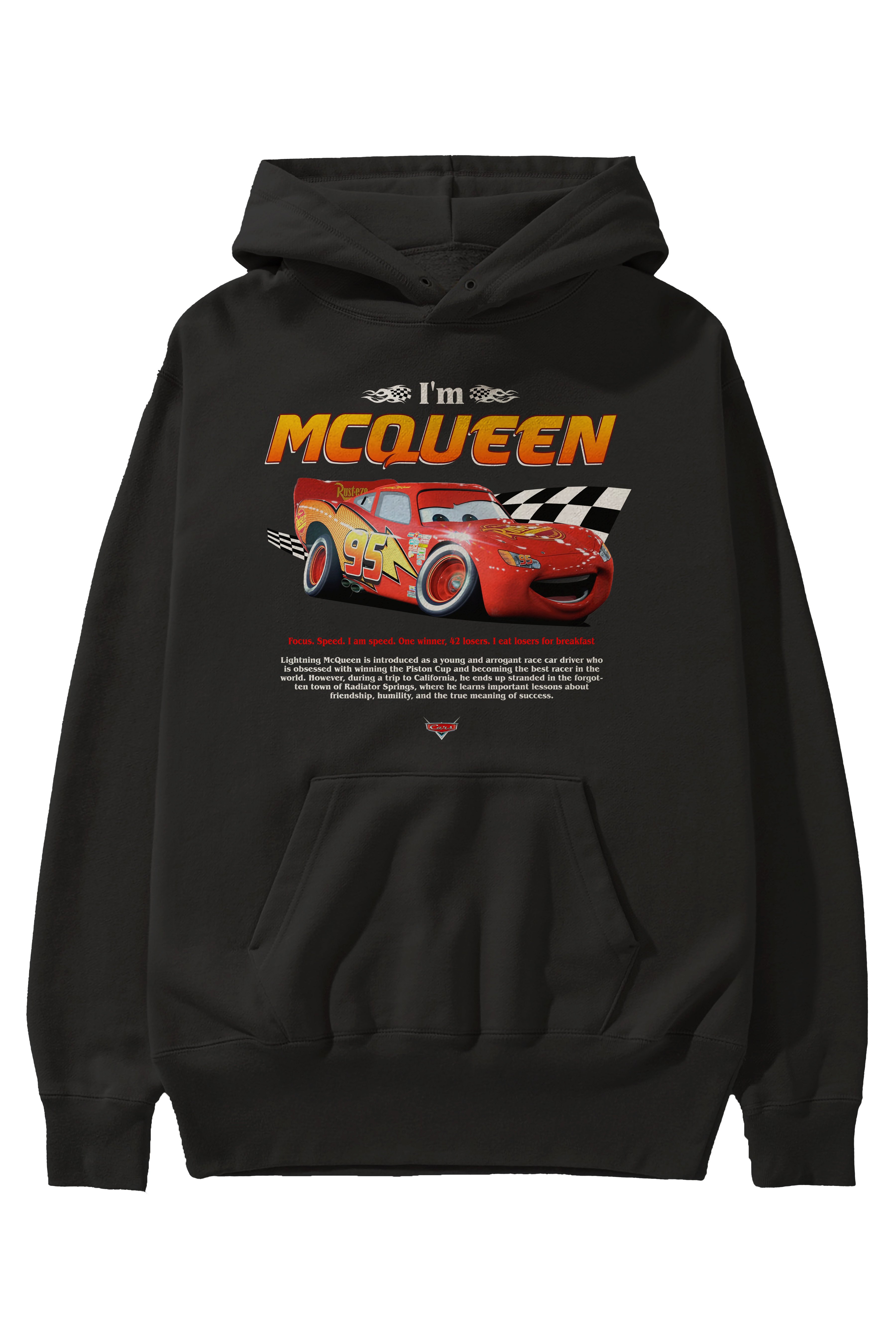 i am mcqueen Ön Baskılı Hoodie Oversize Kapüşonlu Sweatshirt Erkek Kadın Unisex