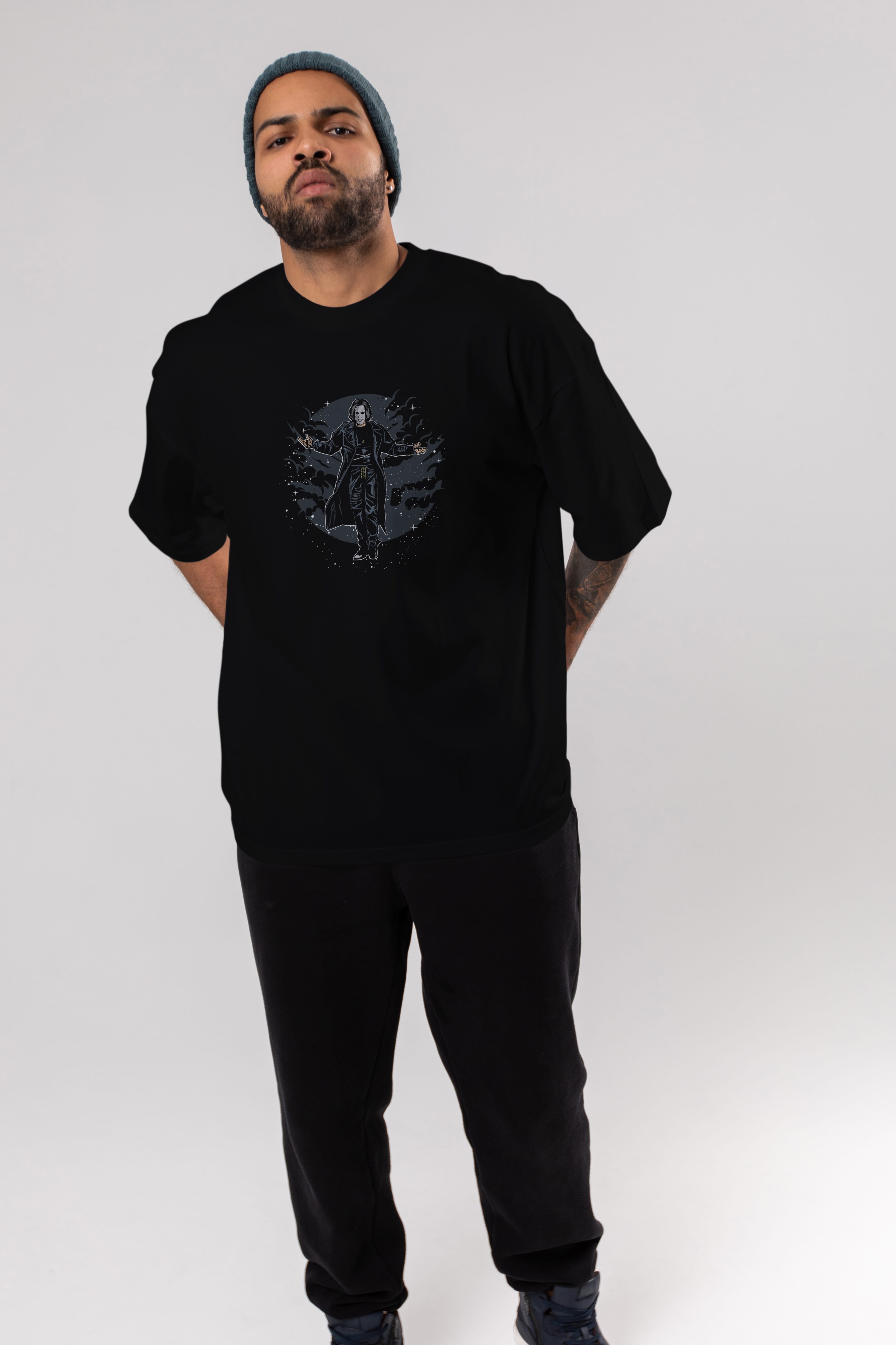 The Crow Ön Baskılı Oversize t-shirt Erkek Kadın Unisex %100 Pamuk tişort