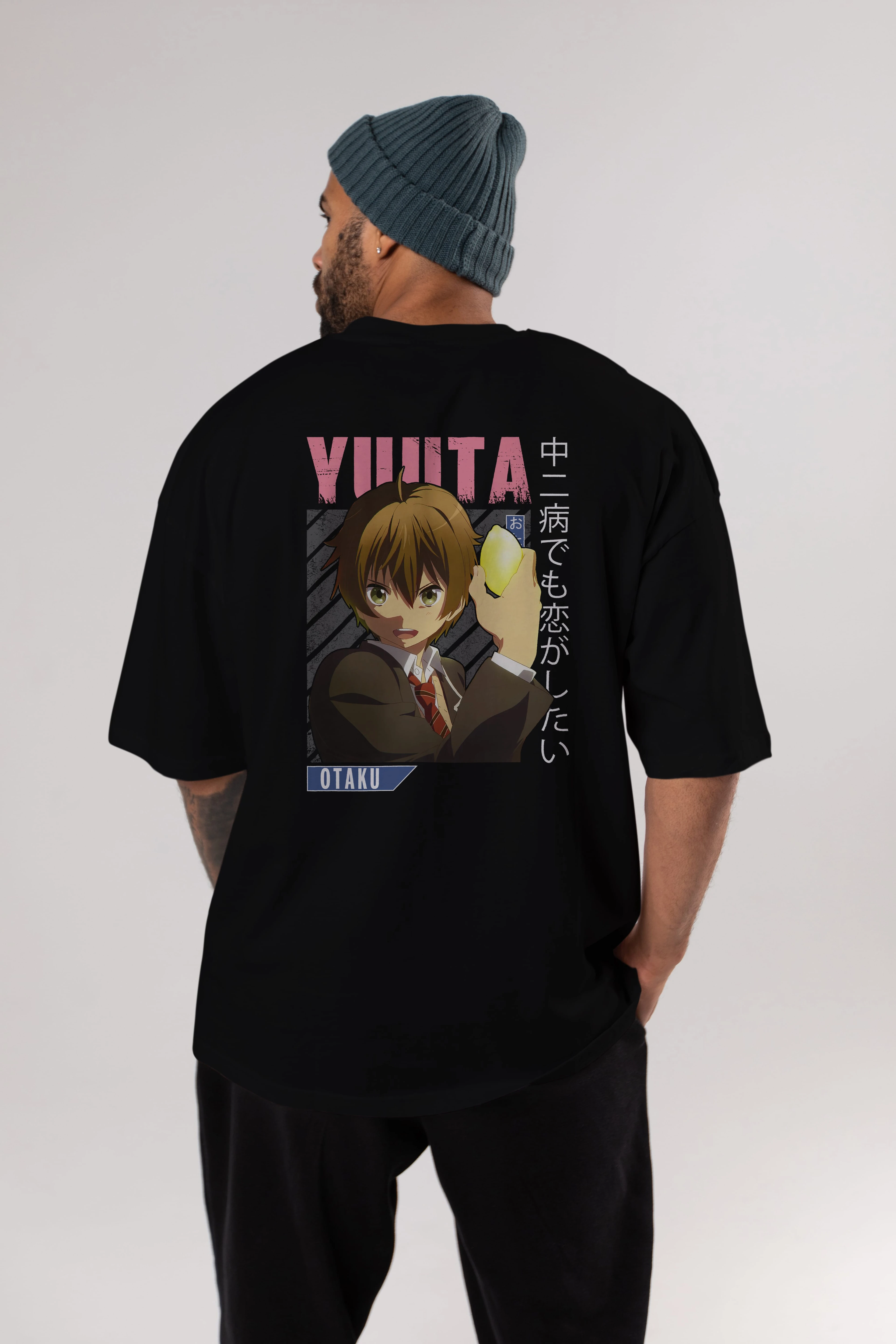 Yuuta Togashi 2 Anime Arka Baskılı Oversize t-shirt Erkek Kadın Unisex