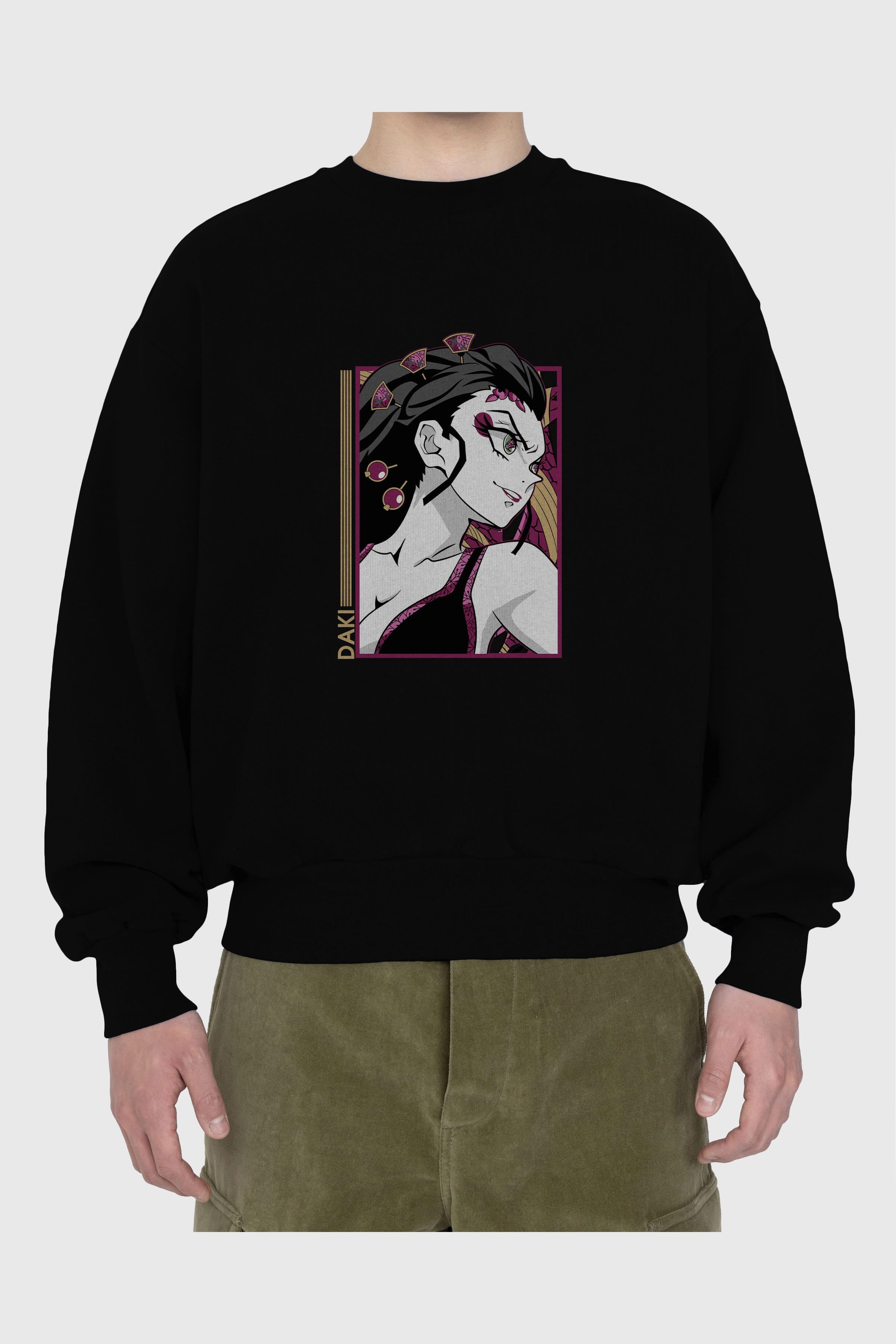 Daki DEMION SLAYER Anime Ön Baskılı Oversize Sweatshirt Erkek Kadın Unisex