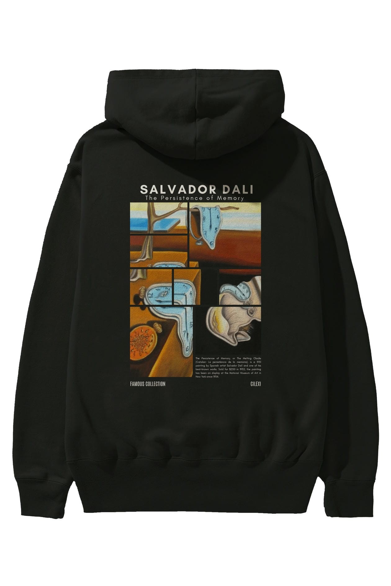 Salvador Dali Arka Baskılı Hoodie Oversize Kapüşonlu Sweatshirt Erkek Kadın